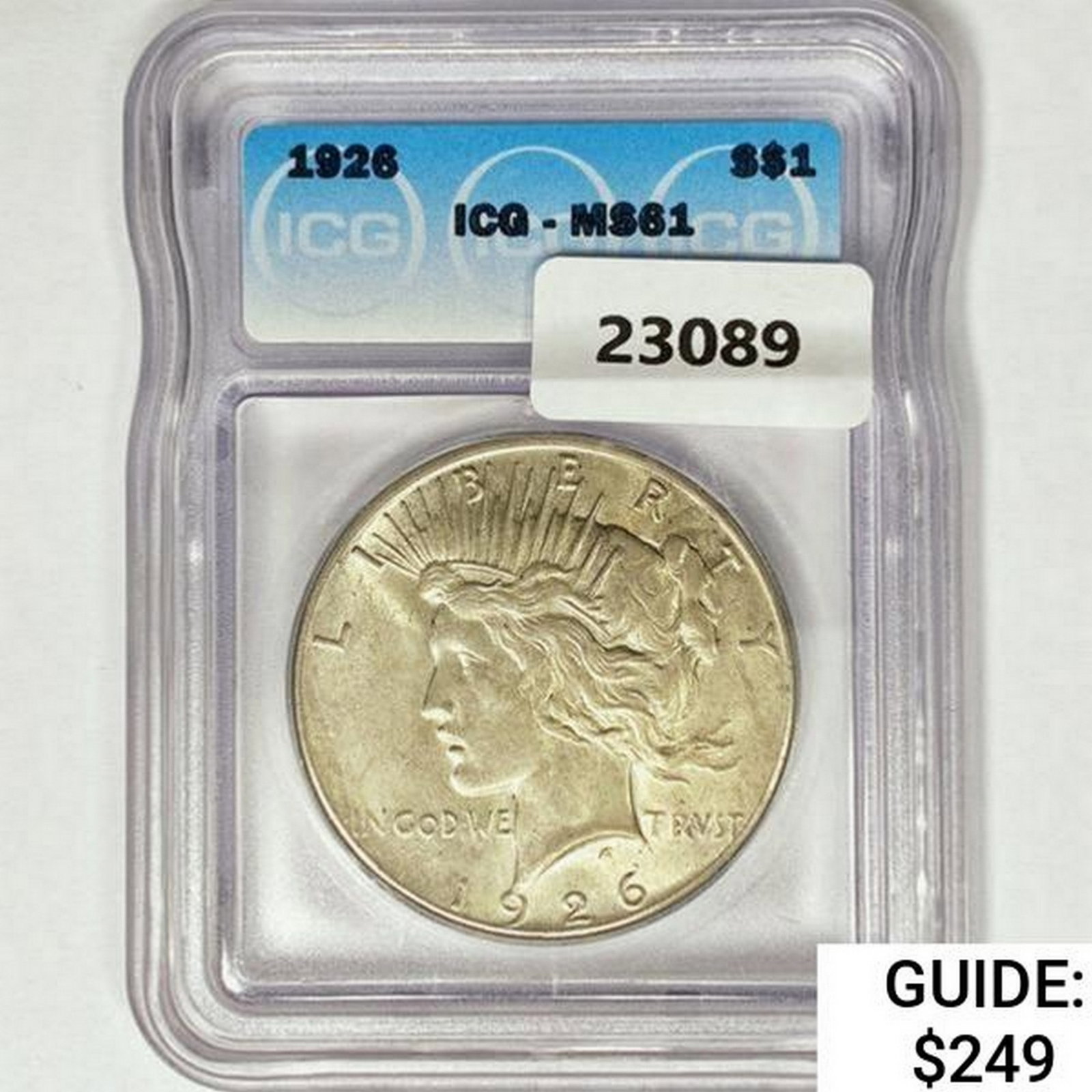 1926 Silver Peace Dollar ICG MS61: 1926 Silver Peace Dollar ICG MS61