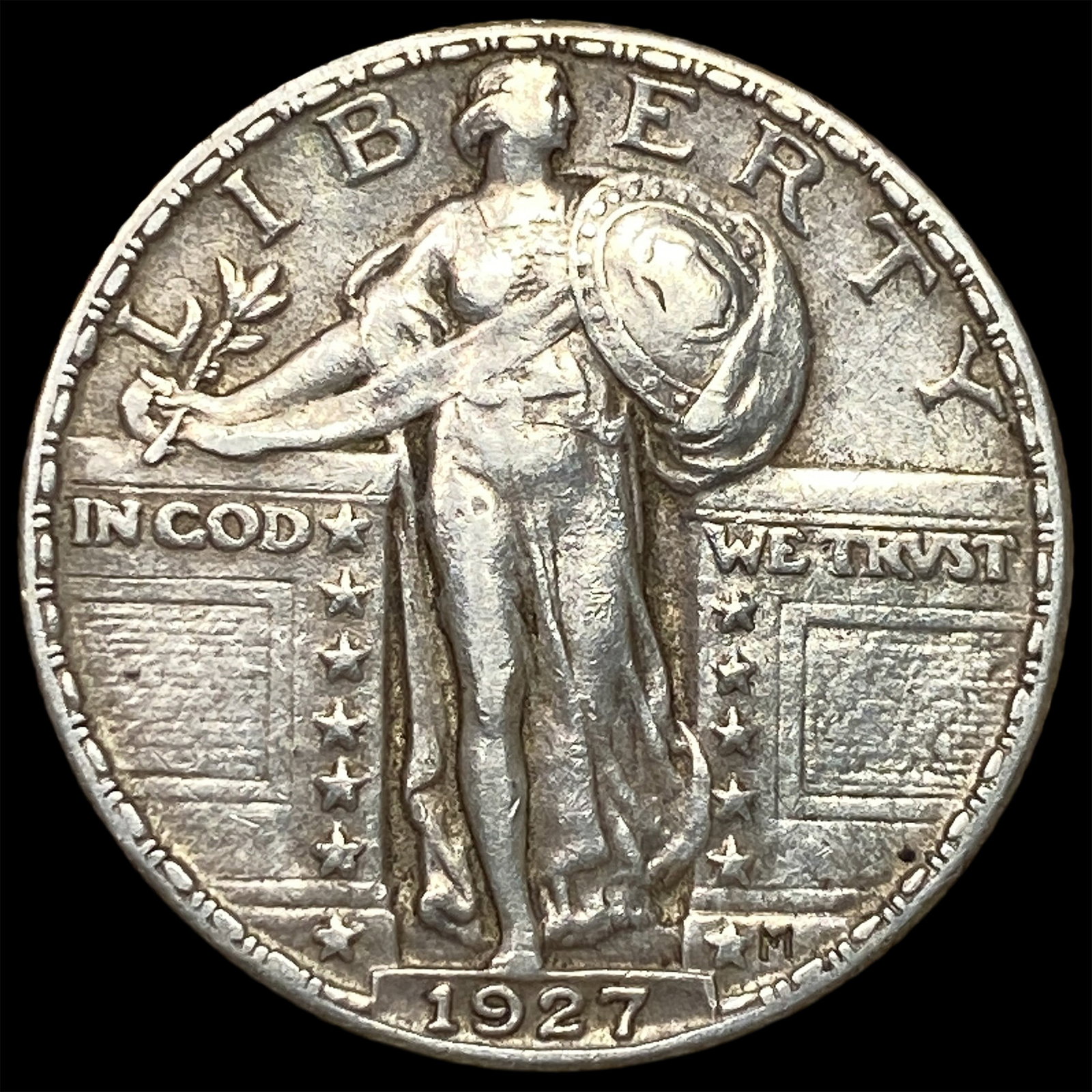 1927 Silver Standing Liberty Quarter NEARLY UNCIRCULATED: 1927 Silver Standing Liberty Quarter NEARLY UNCIRCULATED