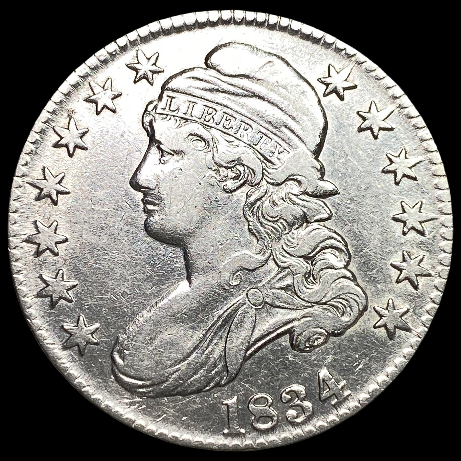 1834 Capped Bust Half Dollar CLOSELY UNCIRCULATED: 1834 Capped Bust Half Dollar CLOSELY UNCIRCULATED