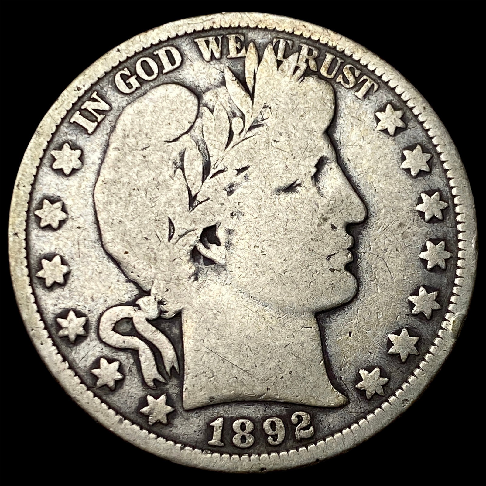 1892-O Silver Barber Half Dollar LIGHTLY CIRCULATED: 1892-O Silver Barber Half Dollar LIGHTLY CIRCULATED