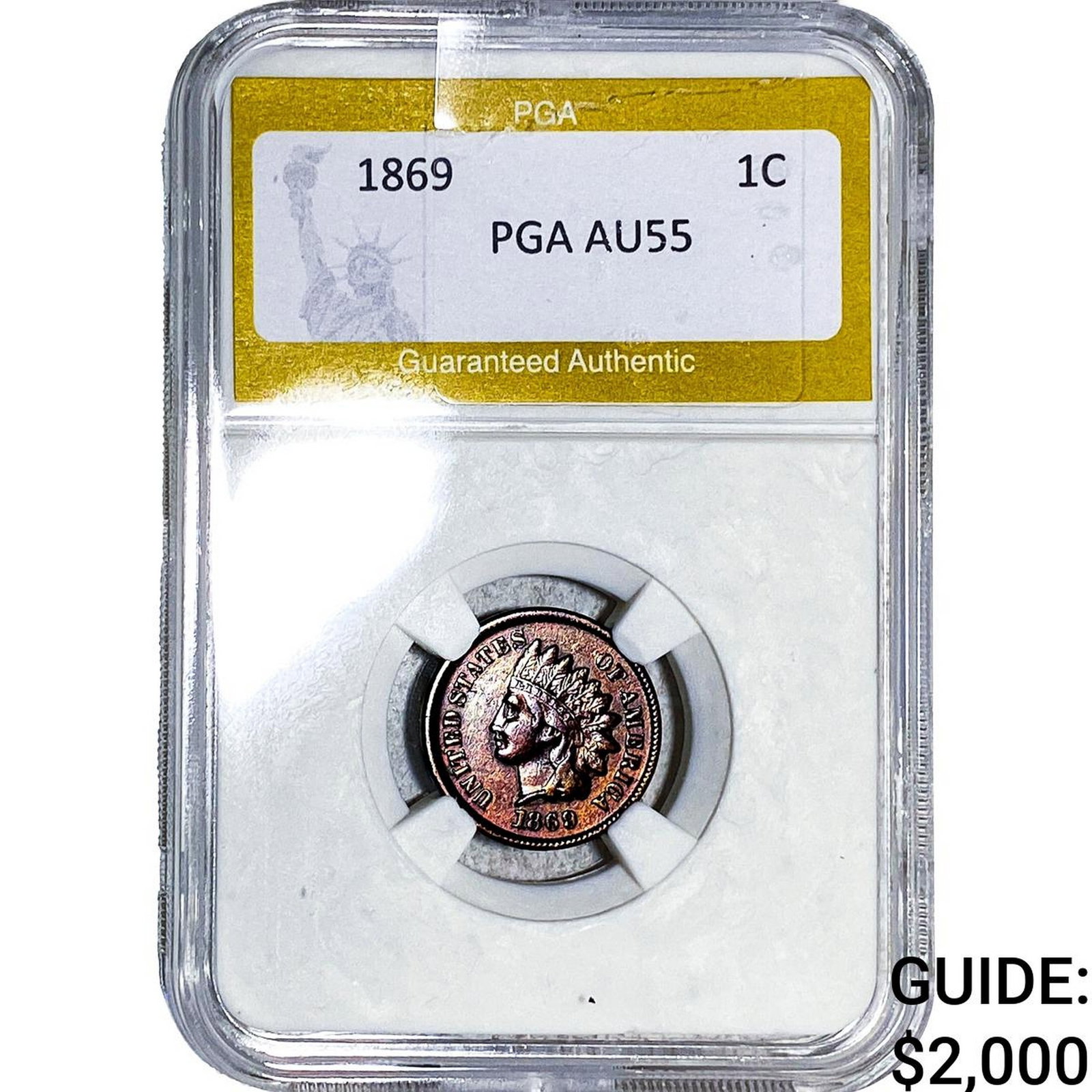 1869 Indian Head Cent PGA AU55 (1 of 2)