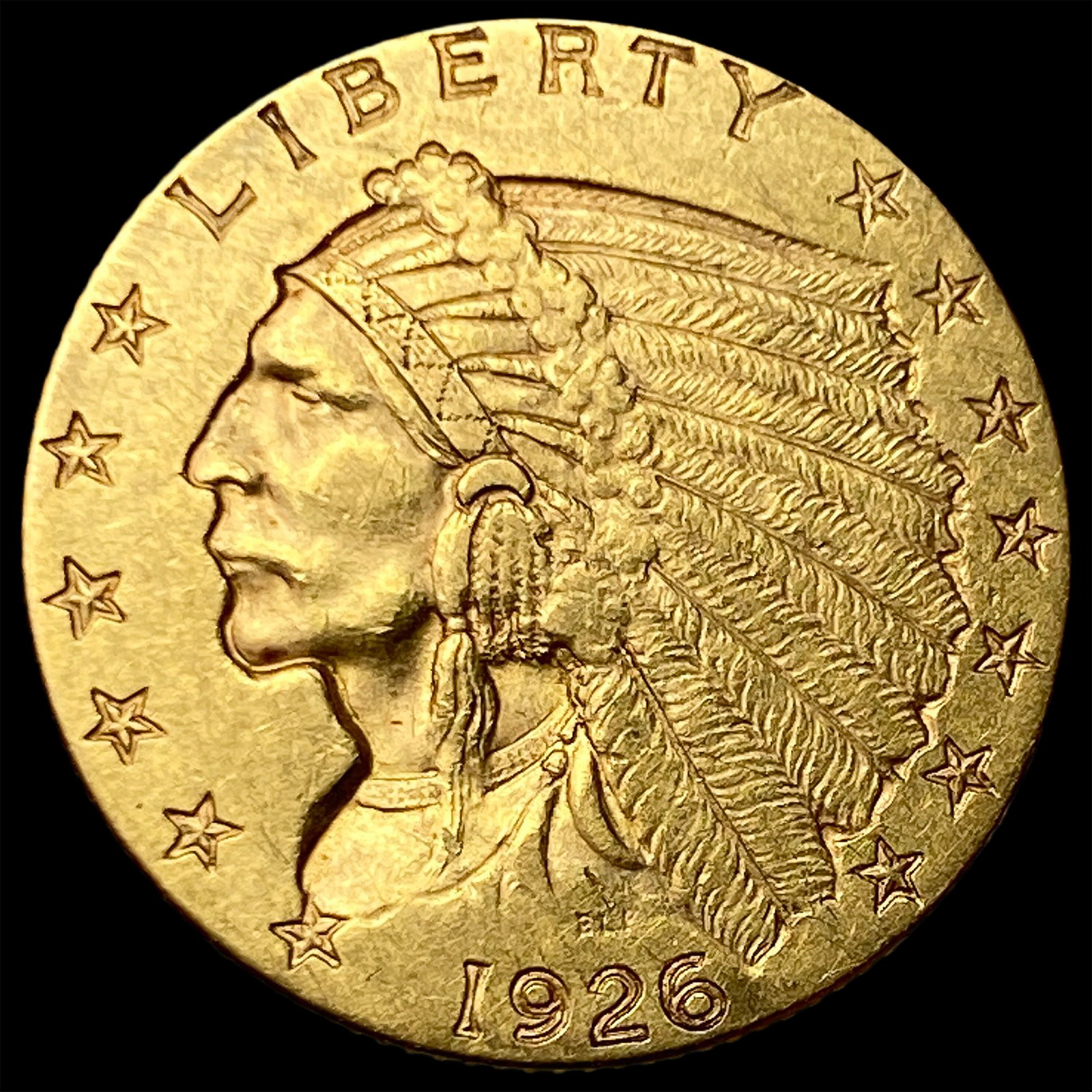 1926 Indian Head Gold $2.5 Quarter Eagle CLOSELY UNCIRCULATED: 1926 Indian Head Gold $2.5 Quarter Eagle CLOSELY UNCIRCULATED