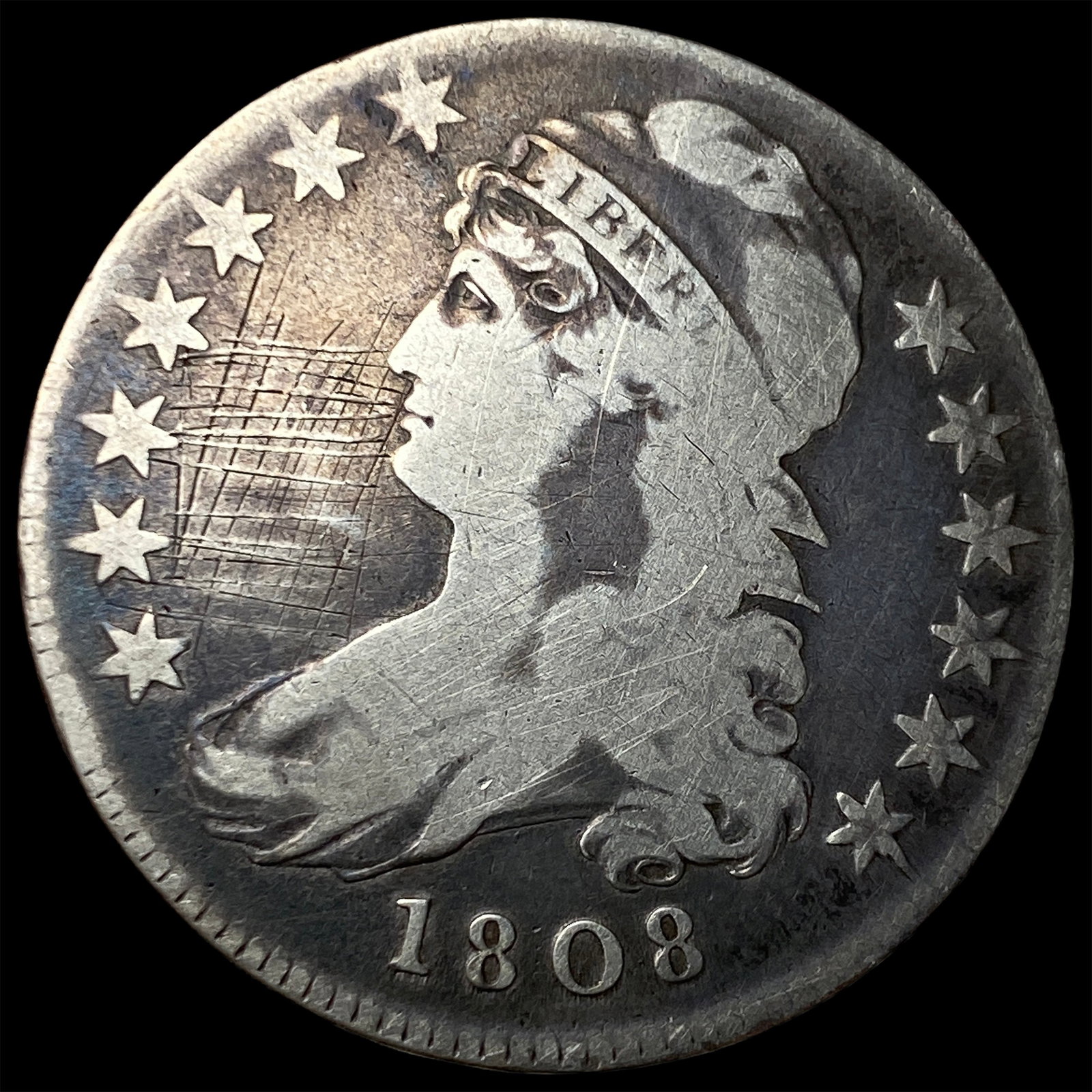 1808 Capped Bust Half Dollar NICELY CIRCULATED: 1808 Capped Bust Half Dollar NICELY CIRCULATED