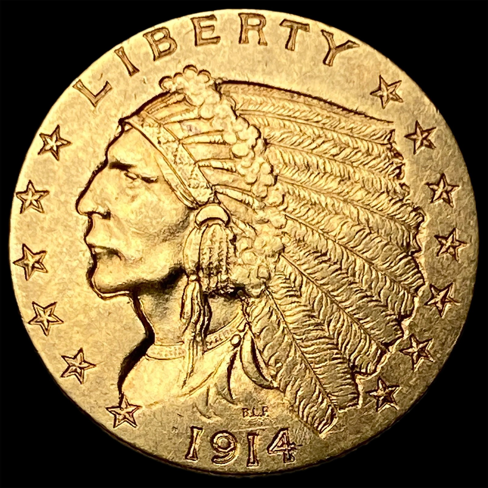 1914-D Gold Indian Head $2.5 Quarter Eagle UNCIRCULATED: 1914-D Gold Indian Head $2.5 Quarter Eagle UNCIRCULATED