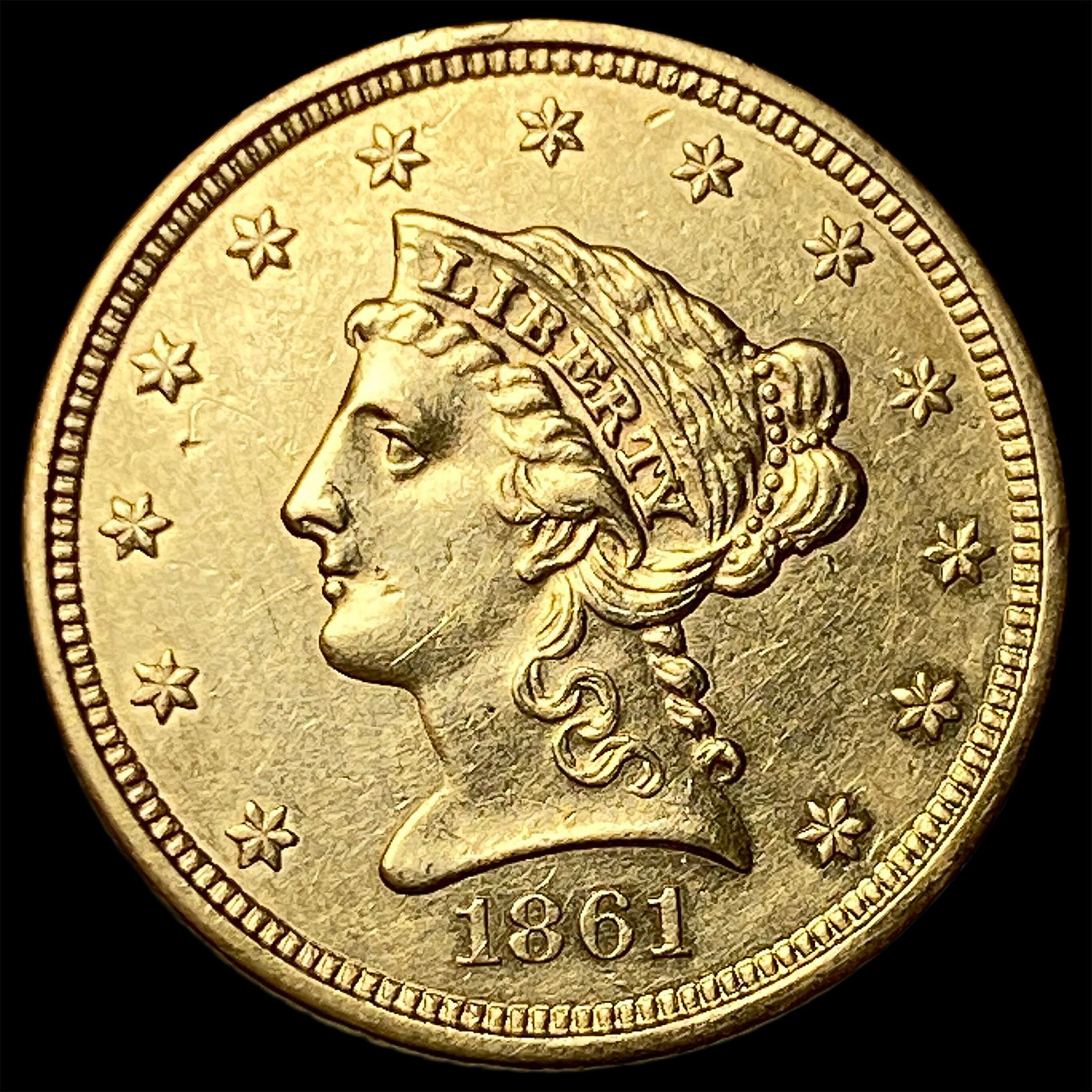 1861 Gold $2.5 Liberty Head Quarter Eagle CHOICE AU (1 of 2)