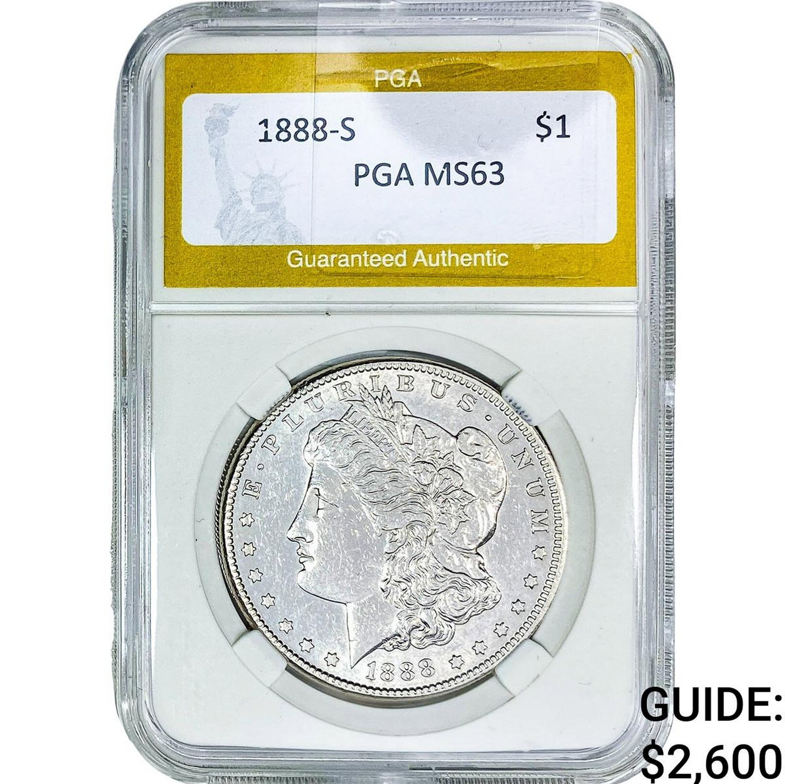 1888-S Morgan Silver Dollar PGA MS63: 1888-S Morgan Silver Dollar PGA MS63