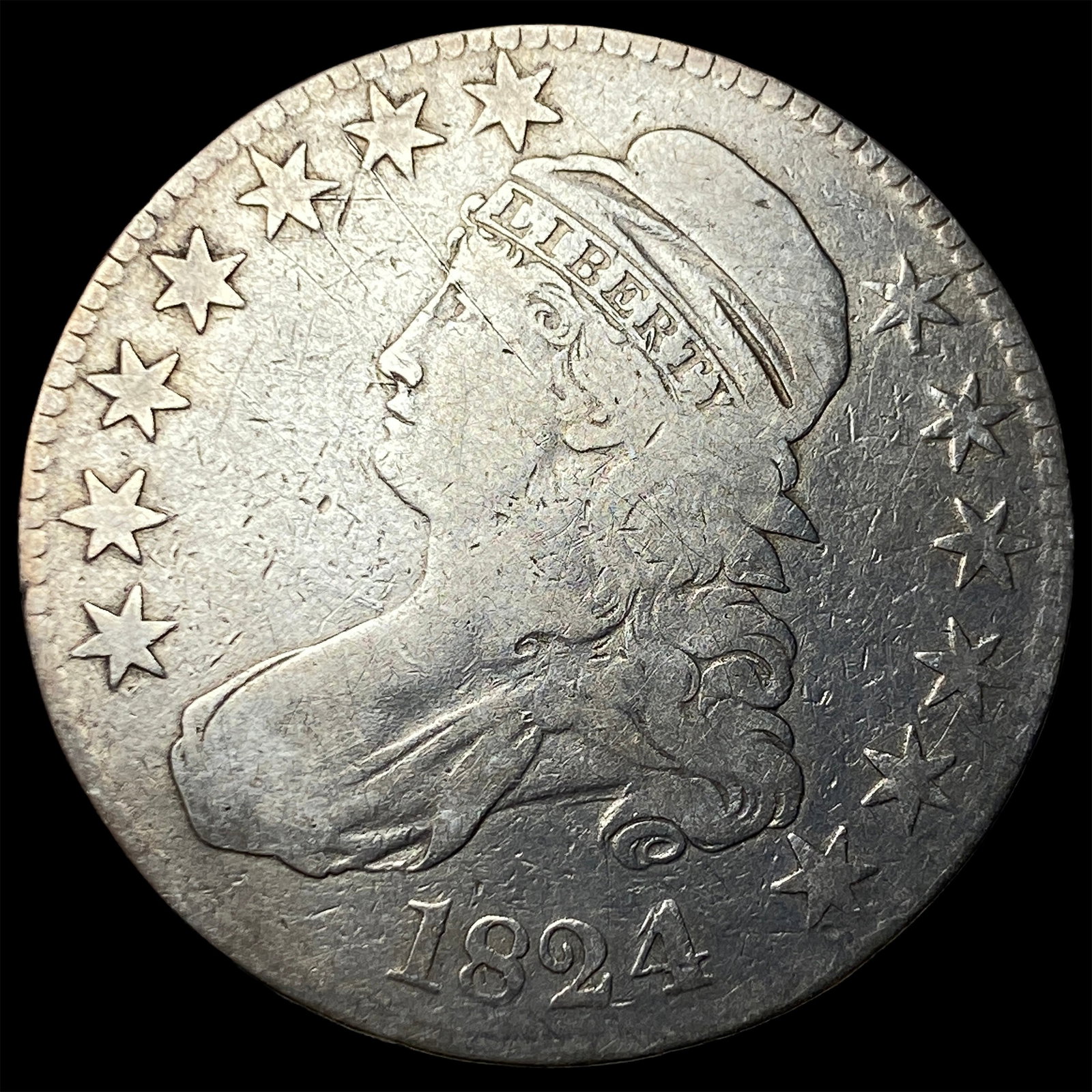 1824/4 Capped Bust Half Dollar LIGHTLY CIRCULATED: 1824/4 Capped Bust Half Dollar LIGHTLY CIRCULATED
