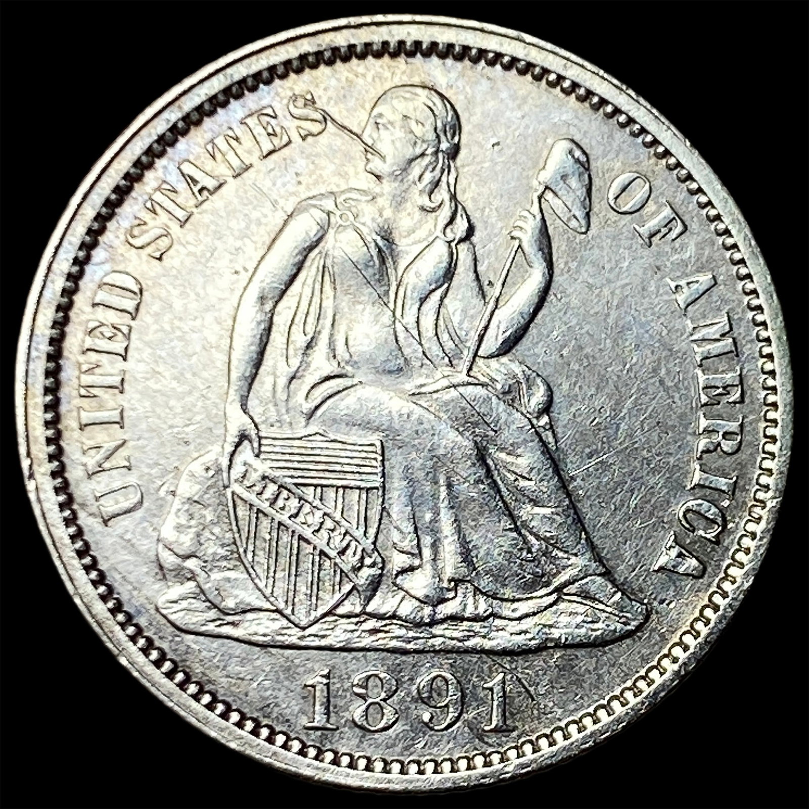 1891 Silver Seated Liberty Dime UNCIRCULATED: 1891 Silver Seated Liberty Dime UNCIRCULATED