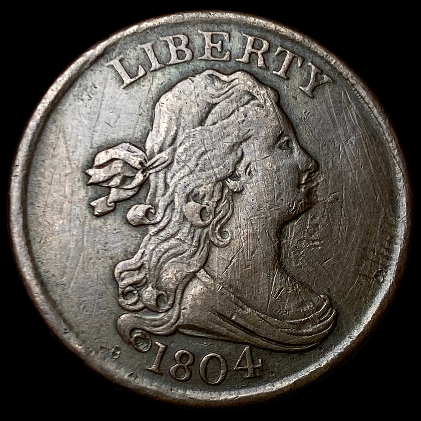 1804 Copper Half Cent Draped Bust ABOUT UNCIRCULATED (1 of 2)