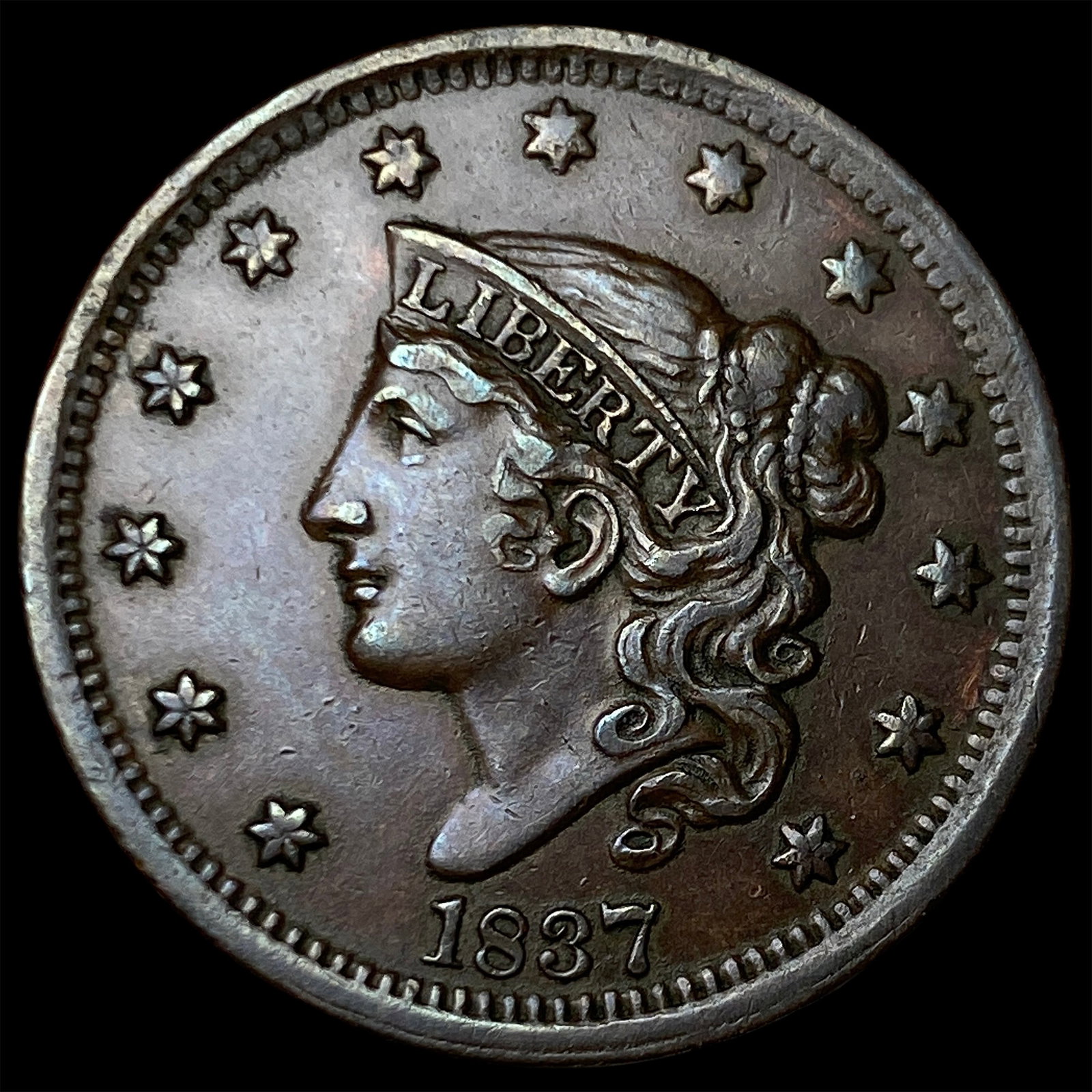 1837 Coronet Head Large Cent CLOSELY UNCIRCULATED (1 of 2)