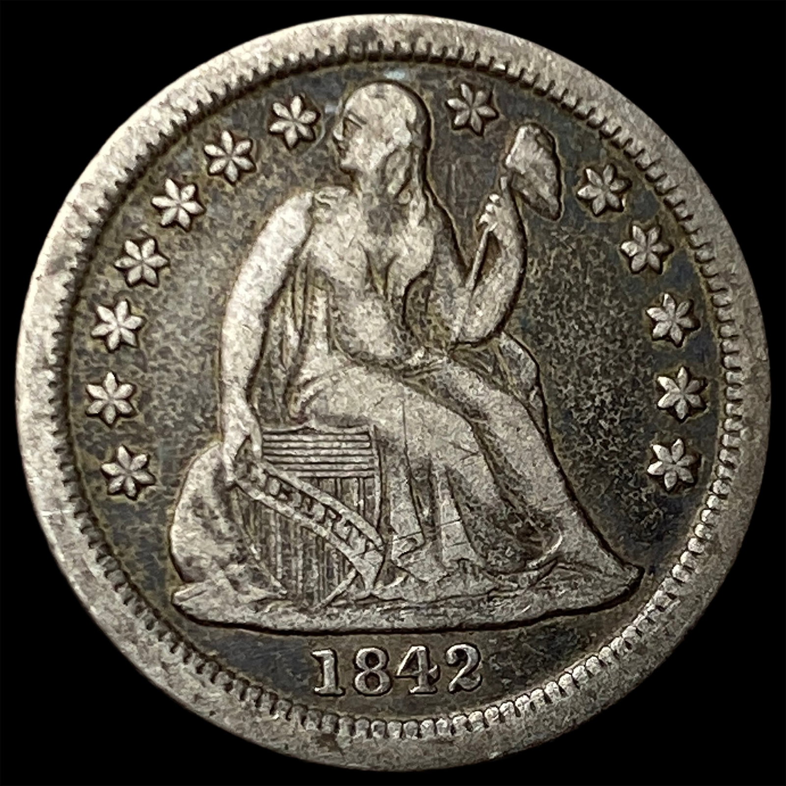 1842 Seated Liberty Dime NEARLY UNCIRCULATED: 1842 Seated Liberty Dime NEARLY UNCIRCULATED