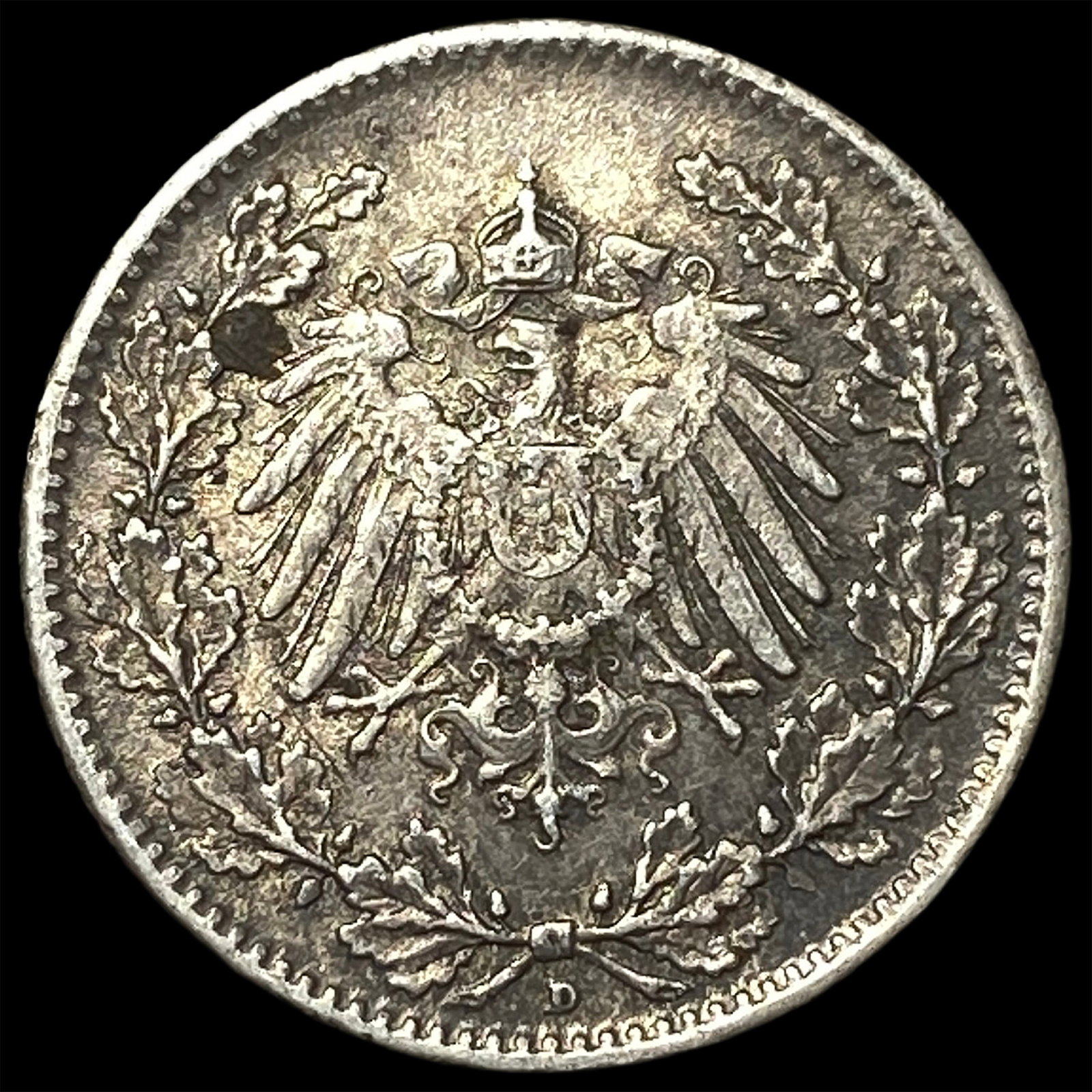 1917 German Empire Silver 1/2 Mark: 1917 German Empire Silver 1/2 Mark