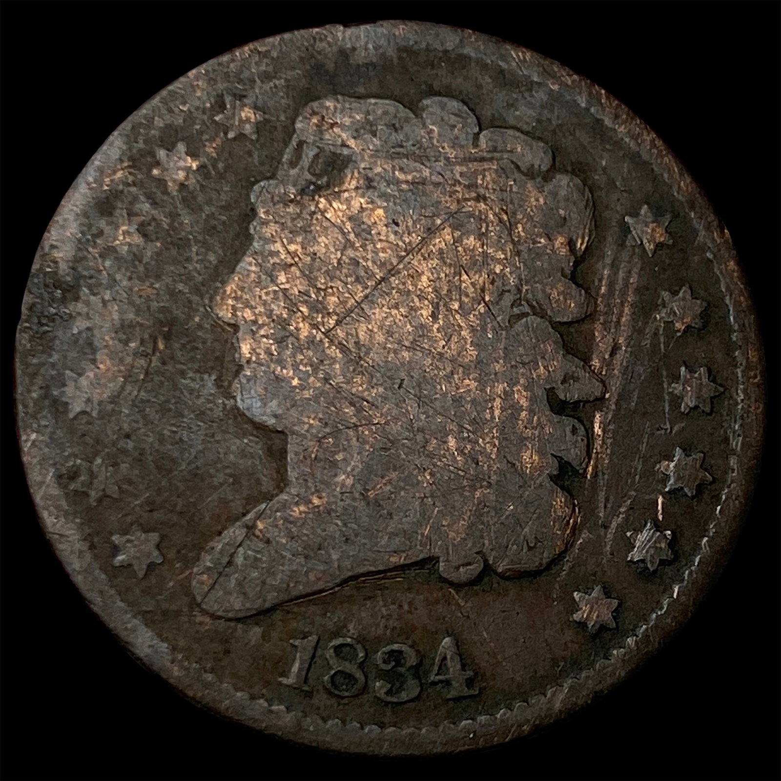 1834 Classic Head Half Cent NICELY CIRCULATED: 1834 Classic Head Half Cent NICELY CIRCULATED