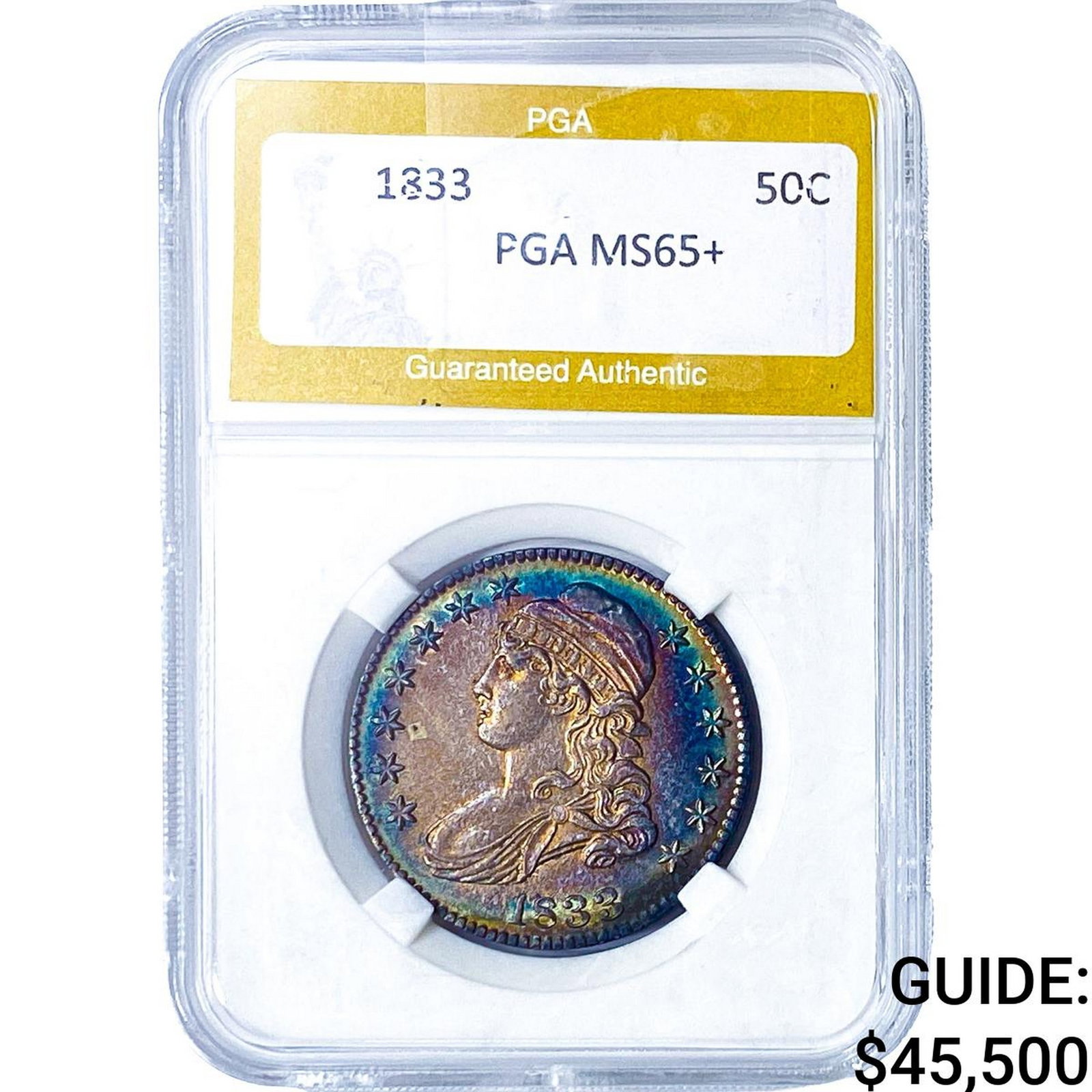 1833 Capped Bust Half Dollar PGA MS65+ (1 of 2)