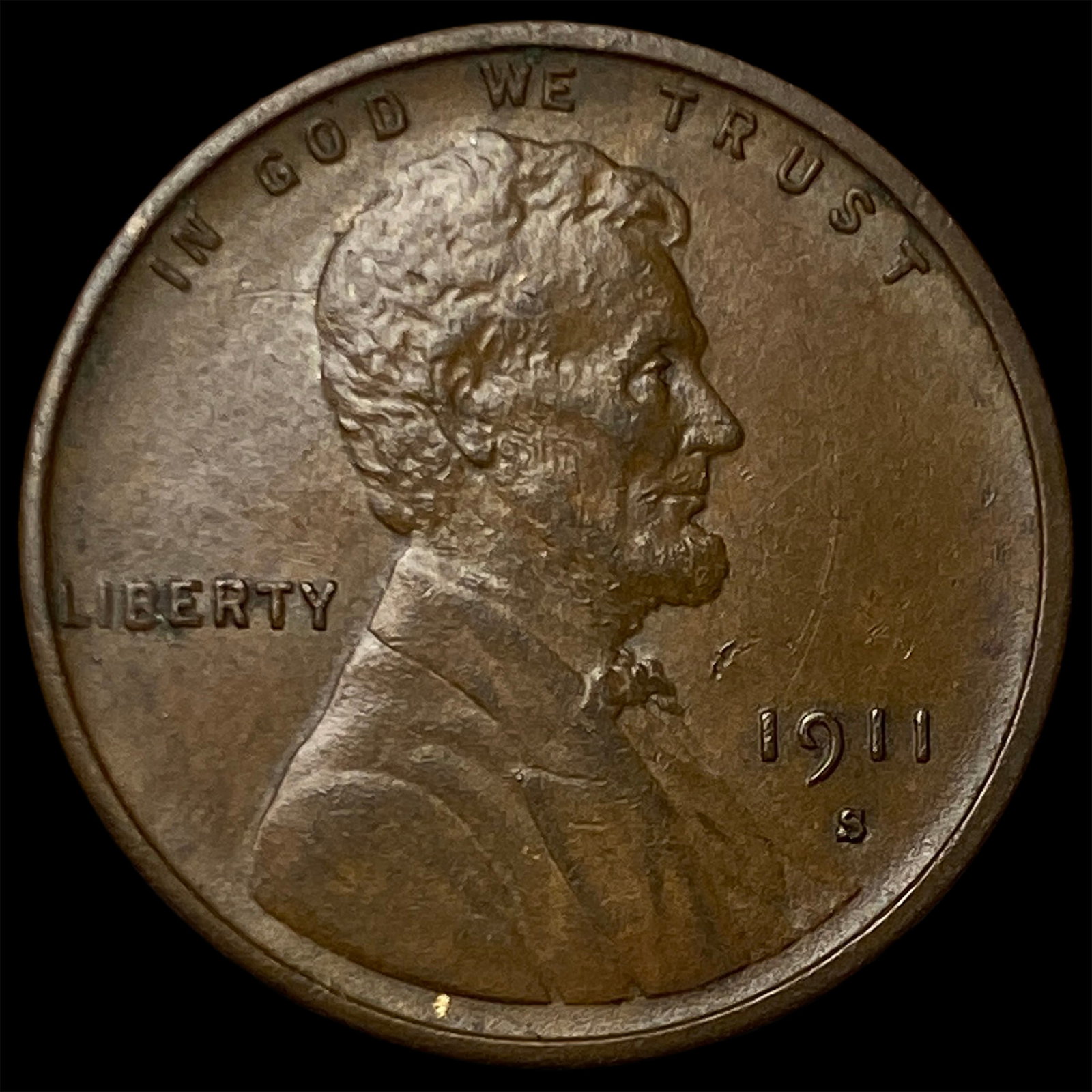 1911-S Lincoln Wheat Cent CHOICE AU: 1911-S Lincoln Wheat Cent CHOICE AU