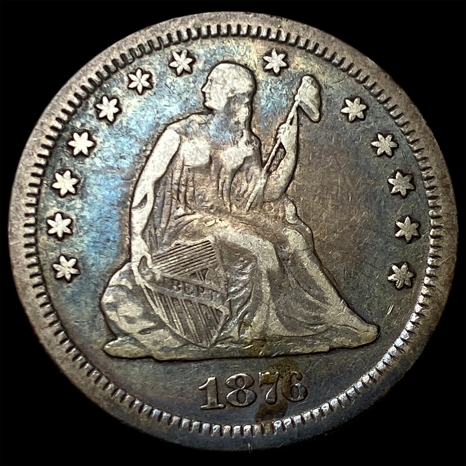 1876-CC Silver Seated Liberty Quarter NEARLY UNCIRCULATED: 1876-CC Silver Seated Liberty Quarter NEARLY UNCIRCULATED