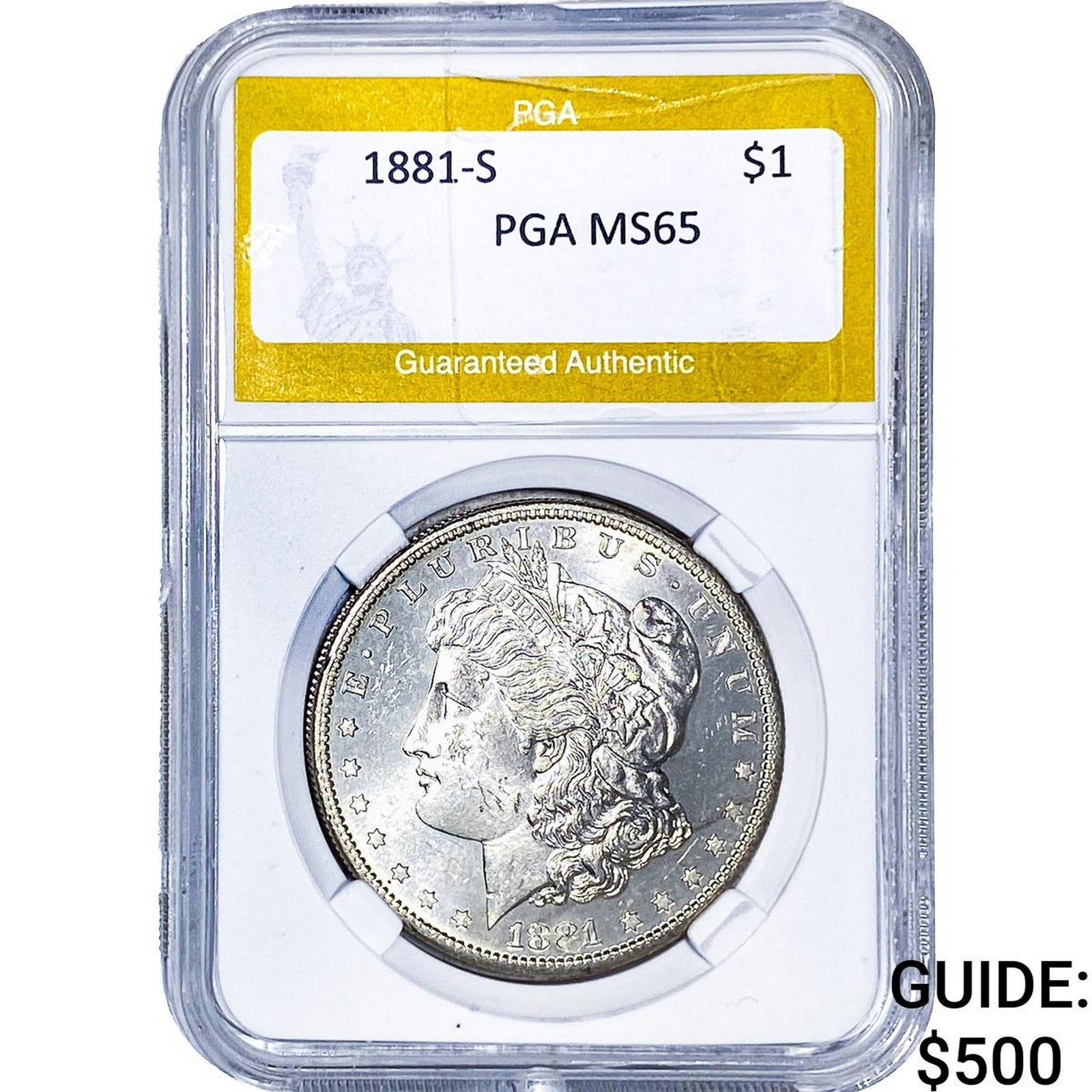 1881-S Morgan Silver Dollar PGA MS65: 1881-S Morgan Silver Dollar PGA MS65