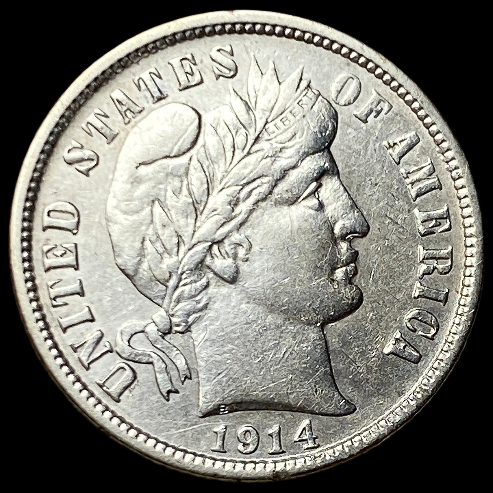 1914-D Silver Barber Dime CLOSELY UNCIRCULATED: 1914-D Silver Barber Dime CLOSELY UNCIRCULATED