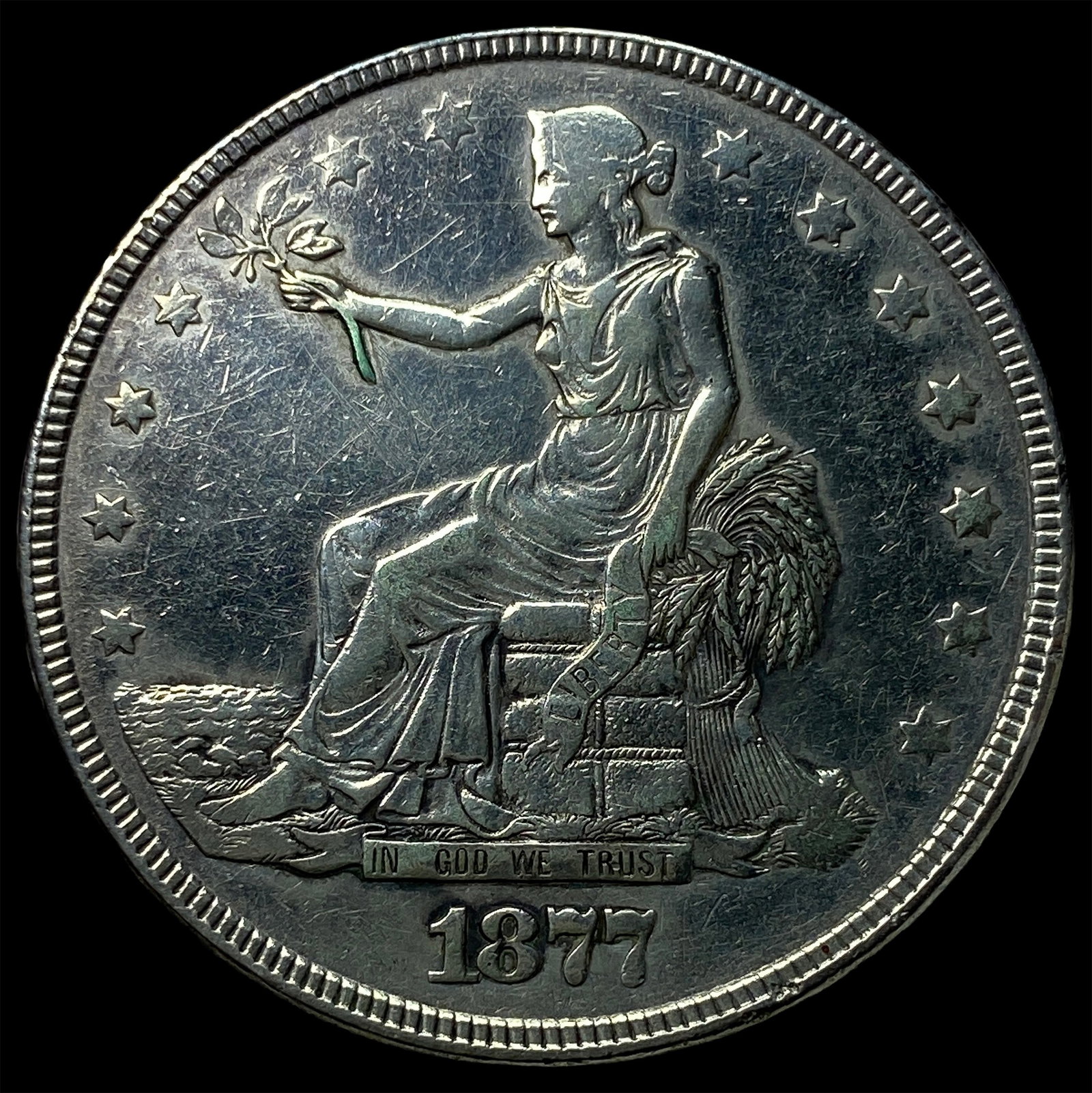 1877 Silver Trade Dollar NEARLY UNCIRCULATED (1 of 2)