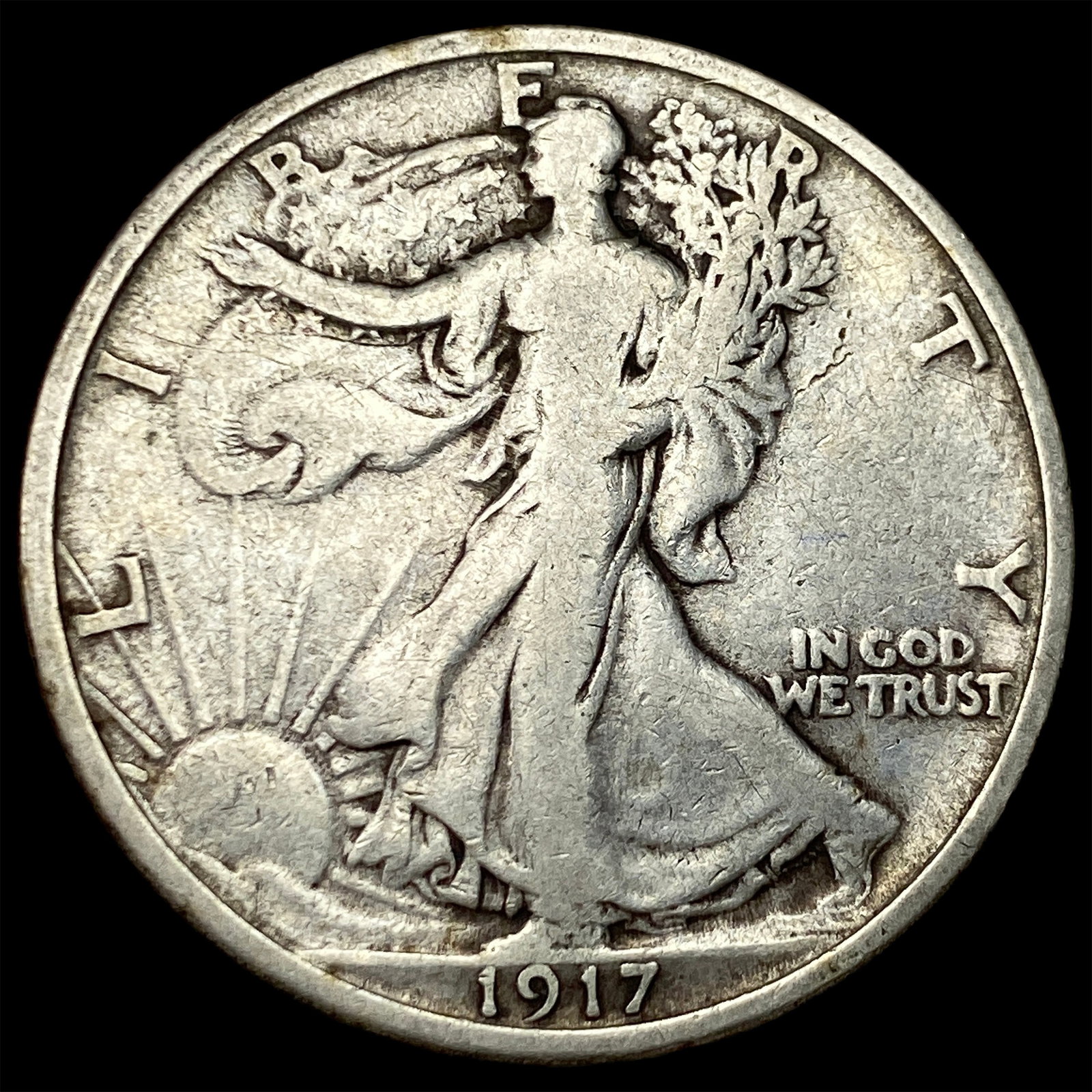 1917-D Silver Walking Liberty Half Dollar LIGHTLY CIRCULATED: 1917-D Silver Walking Liberty Half Dollar LIGHTLY CIRCULATED