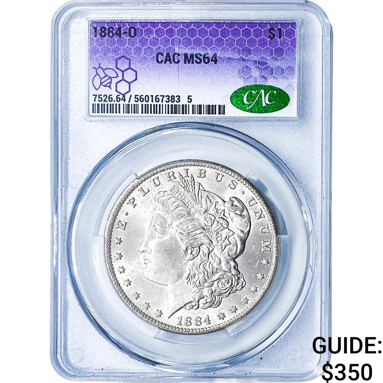 1884-O Morgan Silver Dollar CAC MS64: 1884-O Morgan Silver Dollar CAC MS64