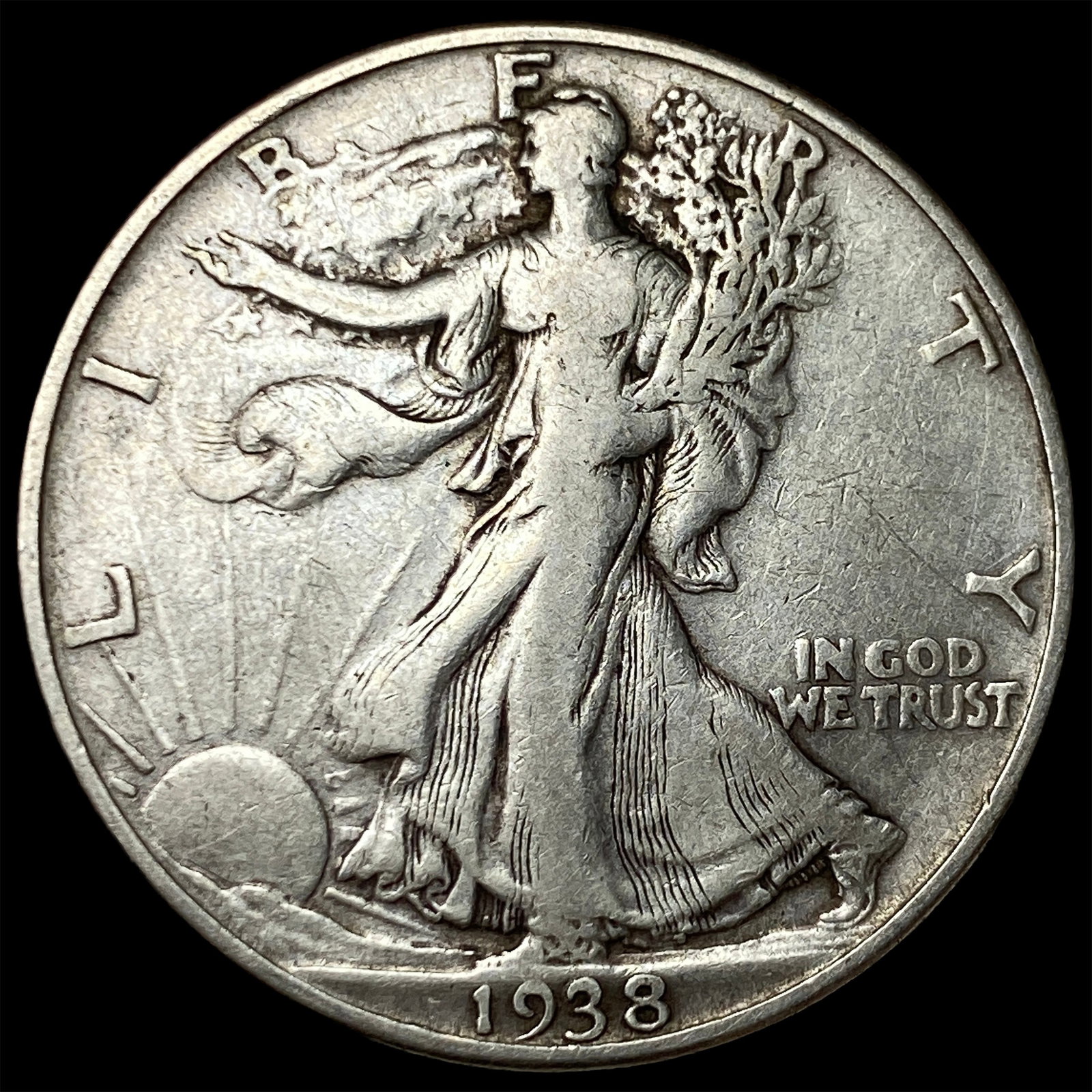 1938-D Silver Walking Liberty Half Dollar LIGHTLY CIRCULATED (1 of 2)