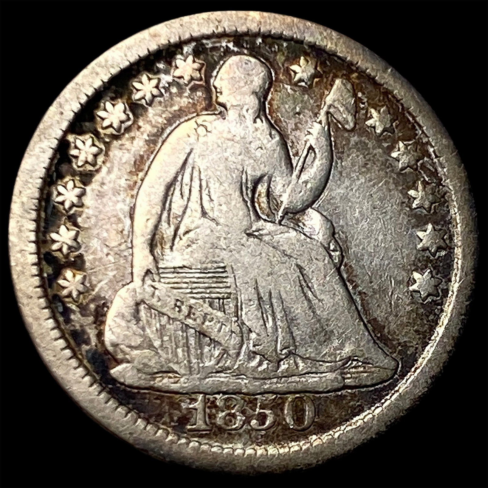 1850 Seated Liberty Half Dime LIGHTLY CIRCULATED: 1850 Seated Liberty Half Dime LIGHTLY CIRCULATED