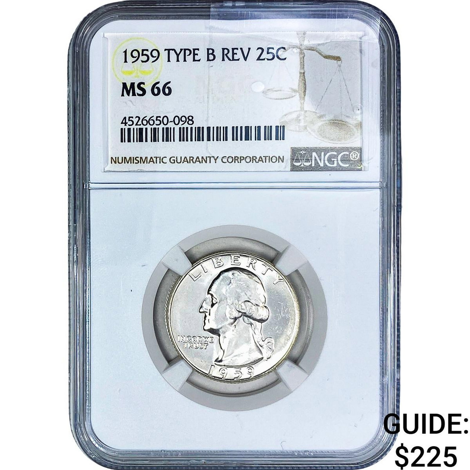 1959 Washington Silver Quarter NGC MS66 Type B Rev. (1 of 2)