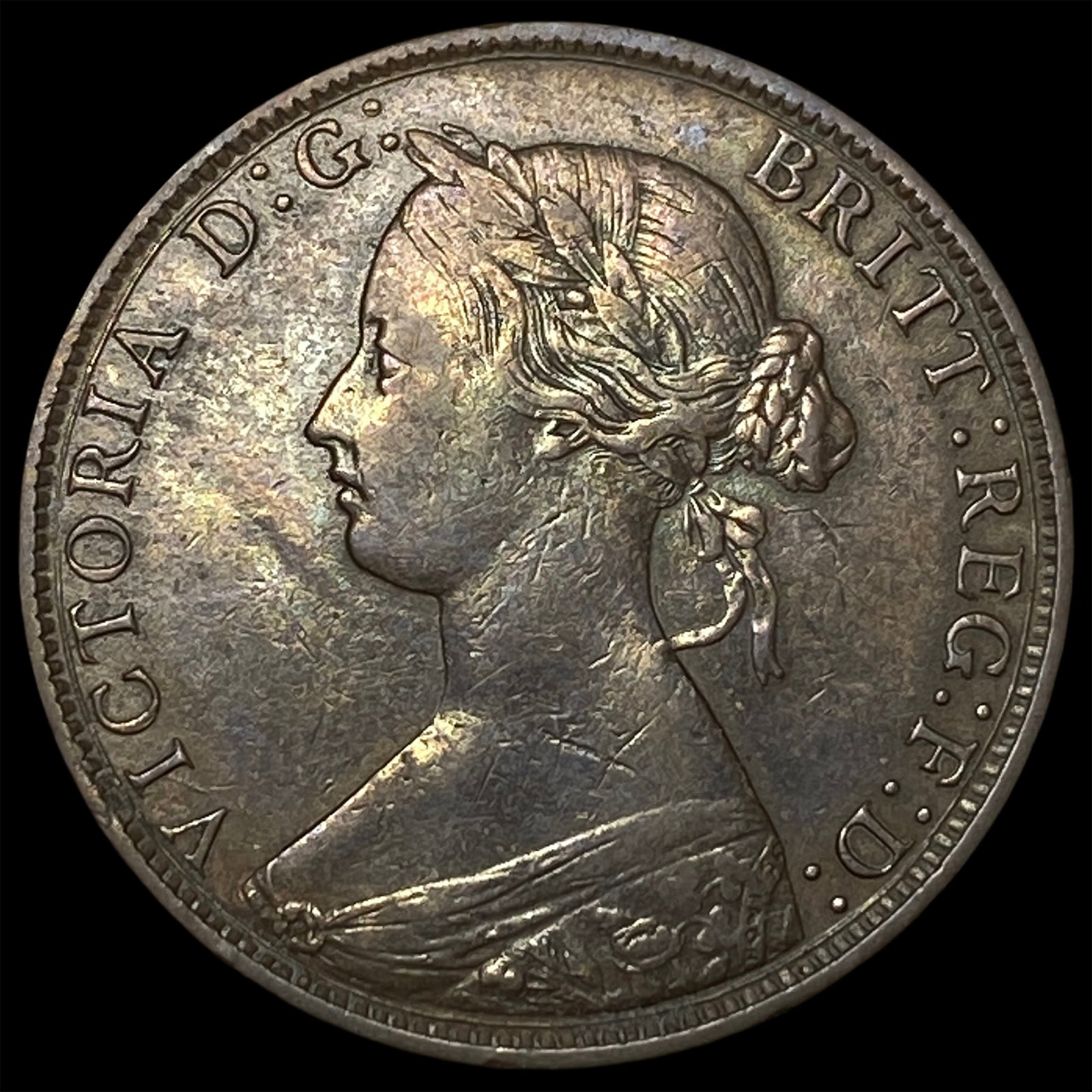 1861 Great Britain Copper 1/2 Penny Dbl Ones In Date: 1861 Great Britain Copper 1/2 Penny Dbl Ones In Date