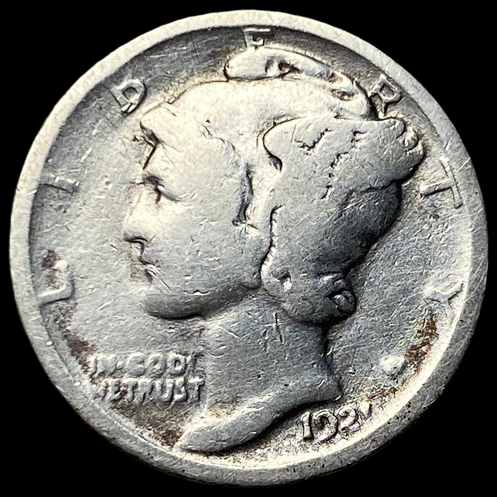 1921 Silver Mercury Dime NICELY CIRCULATED: 1921 Silver Mercury Dime NICELY CIRCULATED