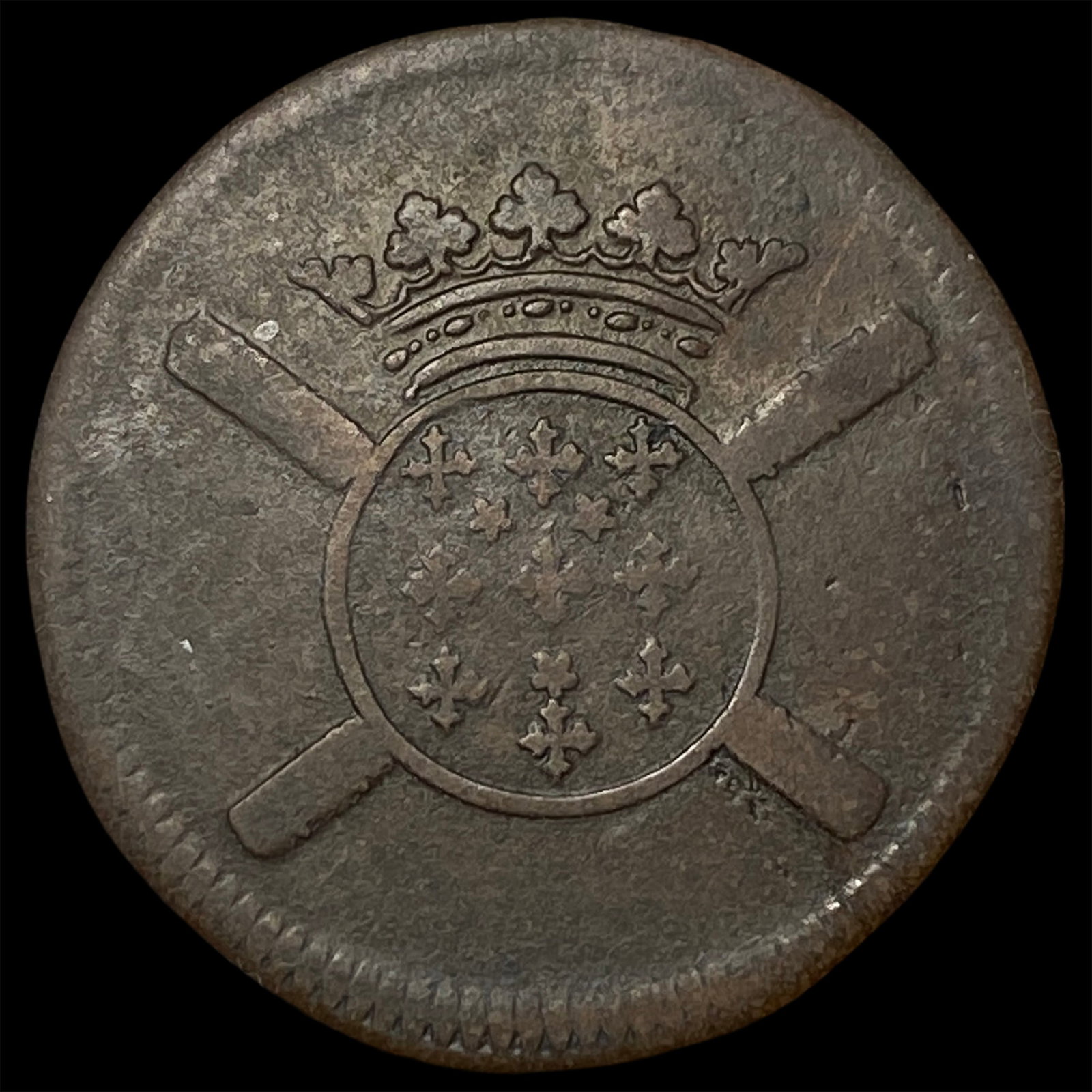 1708 France States Lille Copper 10 Sols: 1708 France States Lille Copper 10 Sols