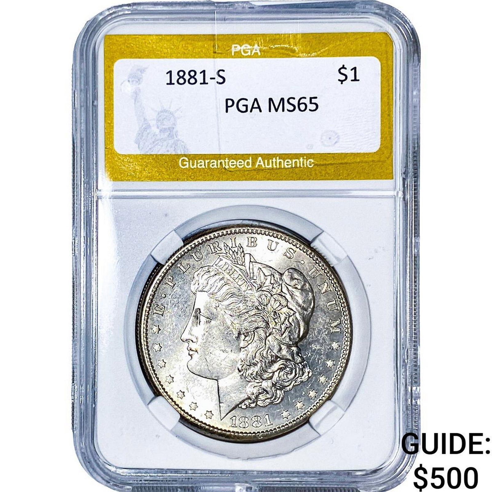 1881-S Morgan Silver Dollar PGA MS65: 1881-S Morgan Silver Dollar PGA MS65