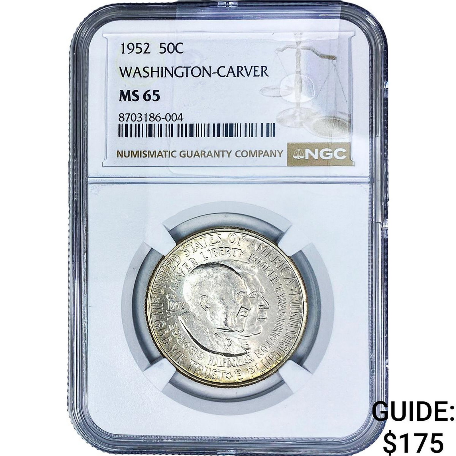 1952 Washington Carver Half Dollar NGC MS65: 1952 Washington Carver Half Dollar NGC MS65