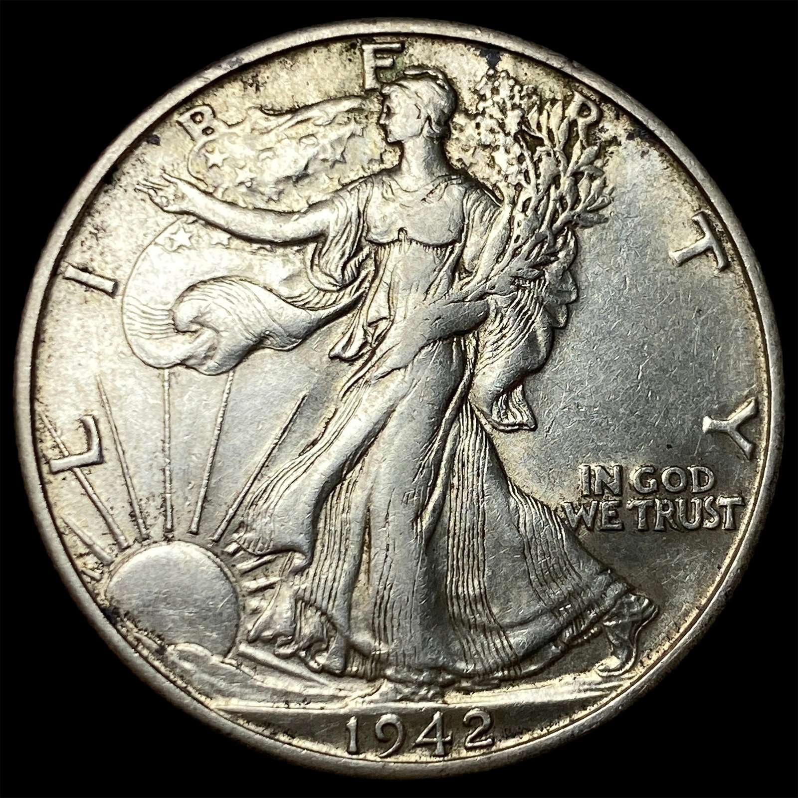 1942-D Silver Walking Liberty Half Dollar CLOSELY UNCIRCULATED: 1942-D Silver Walking Liberty Half Dollar CLOSELY UNCIRCULATED