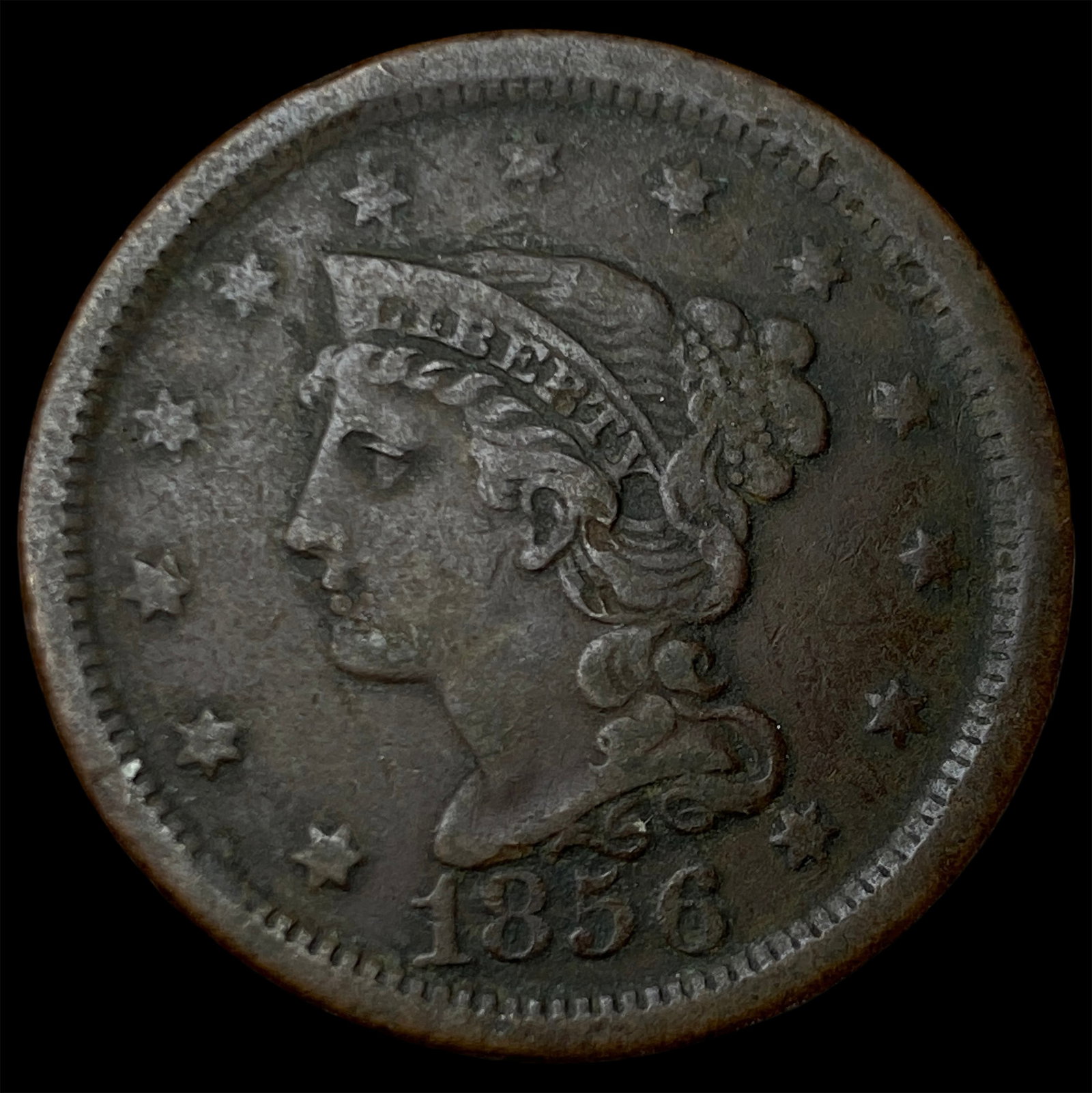 1856 Braided Hair Large Cent LIGHTLY CIRCULATED: 1856 Braided Hair Large Cent LIGHTLY CIRCULATED