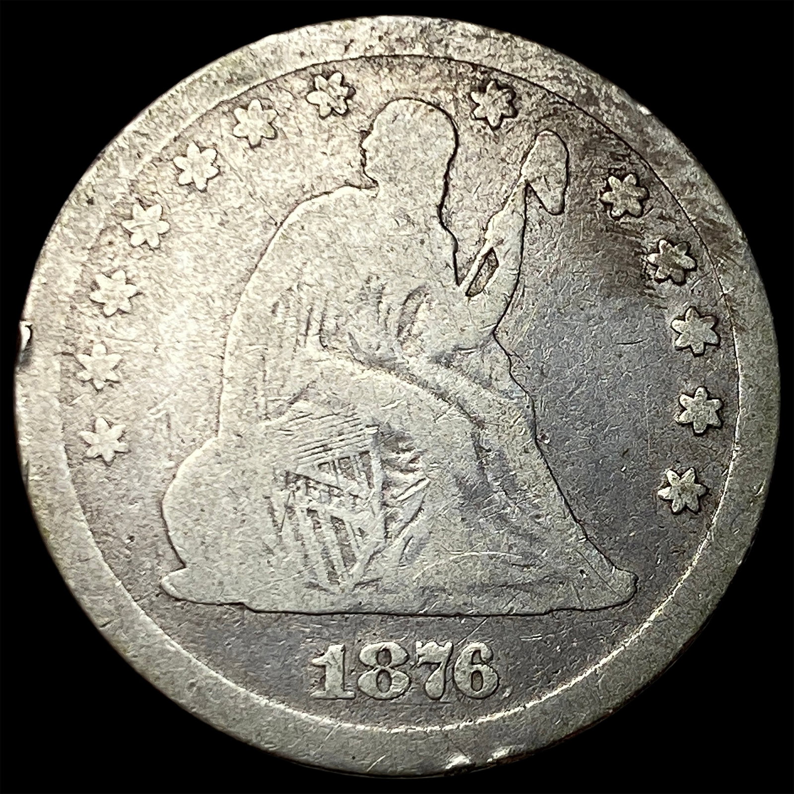 1876-CC Silver Seated Liberty Quarter NICELY CIRCULATED (1 of 2)