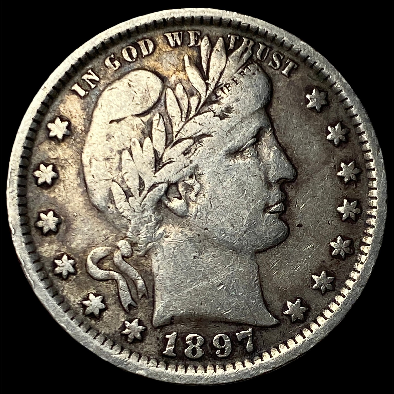 1897 Silver Barber Quarter LIGHTLY CIRCULATED: 1897 Silver Barber Quarter LIGHTLY CIRCULATED