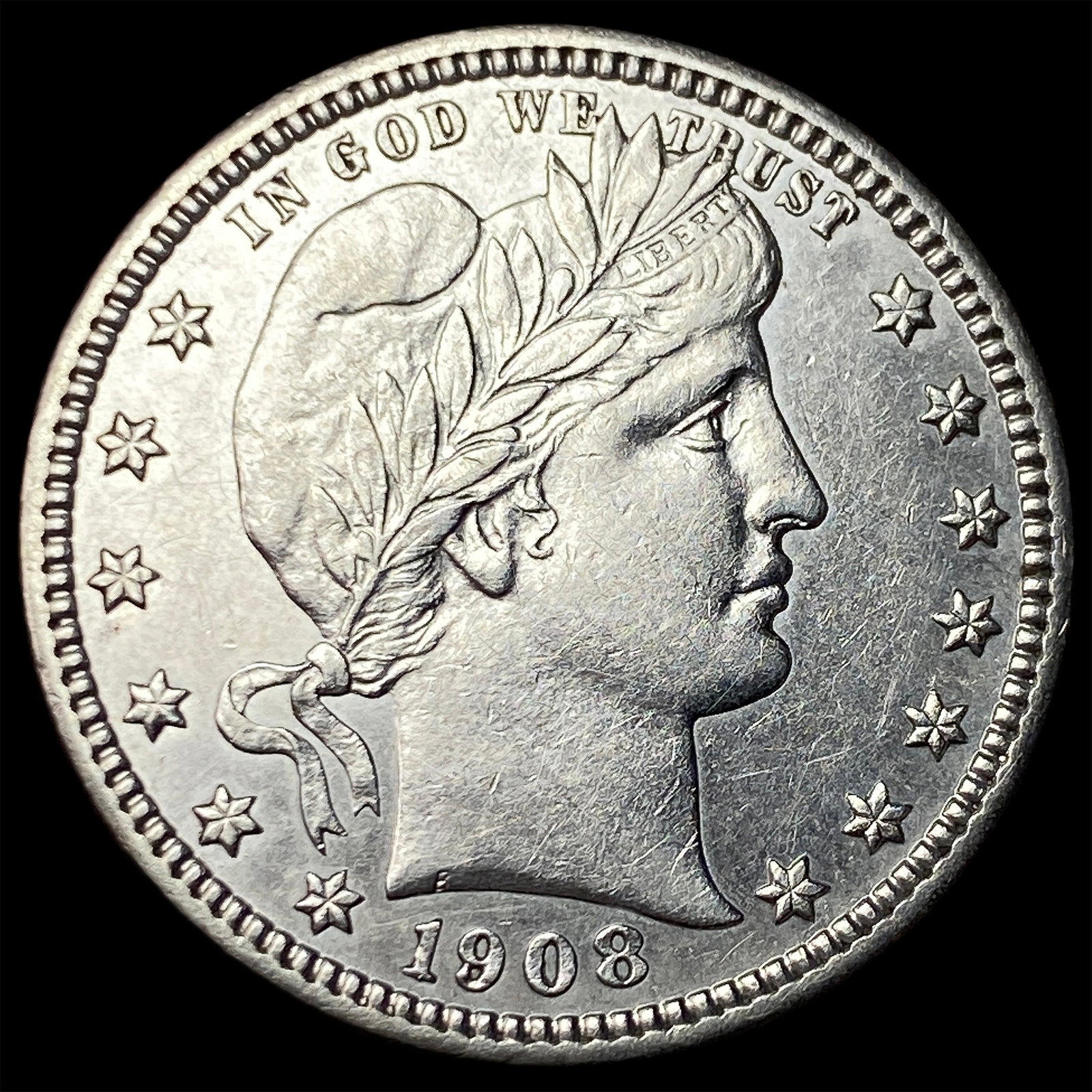 1908-D Silver Barber Quarter CLOSELY UNCIRCULATED (1 of 2)