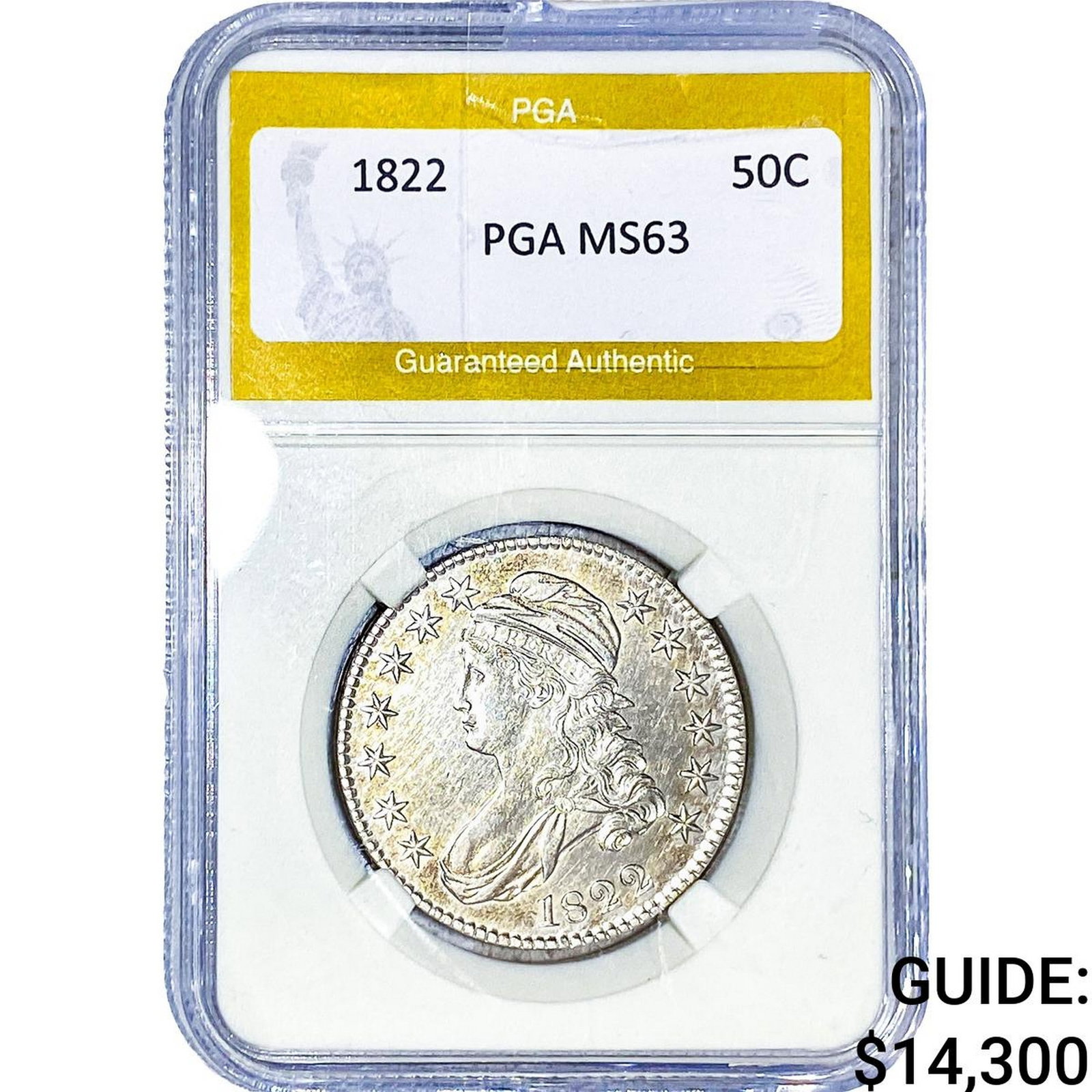 1822 Capped Bust Half Dollar PGA MS63: 1822 Capped Bust Half Dollar PGA MS63