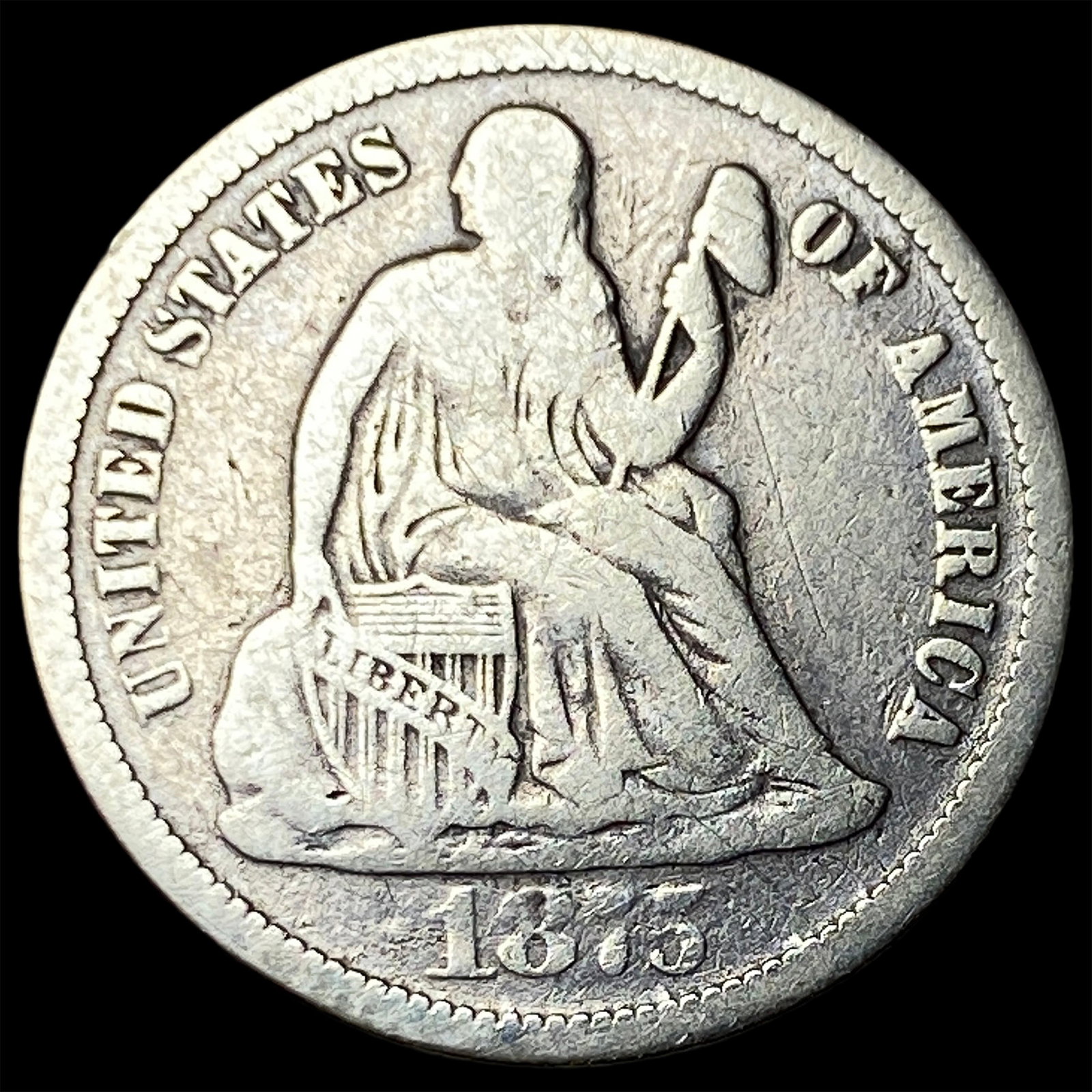 1875-CC Silver Seated Liberty Dime LIGHTLY CIRCULATED: 1875-CC Silver Seated Liberty Dime LIGHTLY CIRCULATED