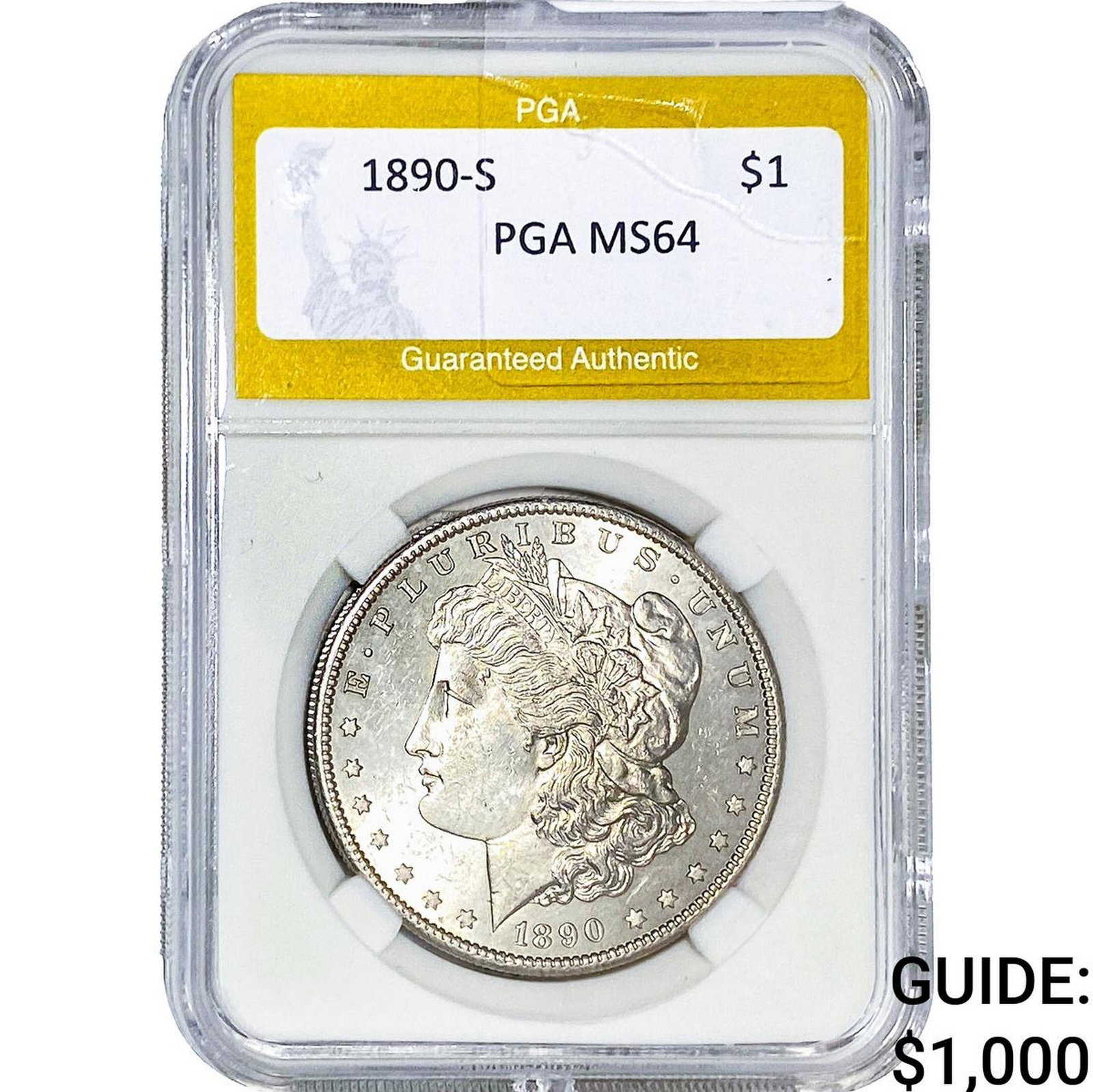 1890-S Morgan Silver Dollar PGA MS64: 1890-S Morgan Silver Dollar PGA MS64