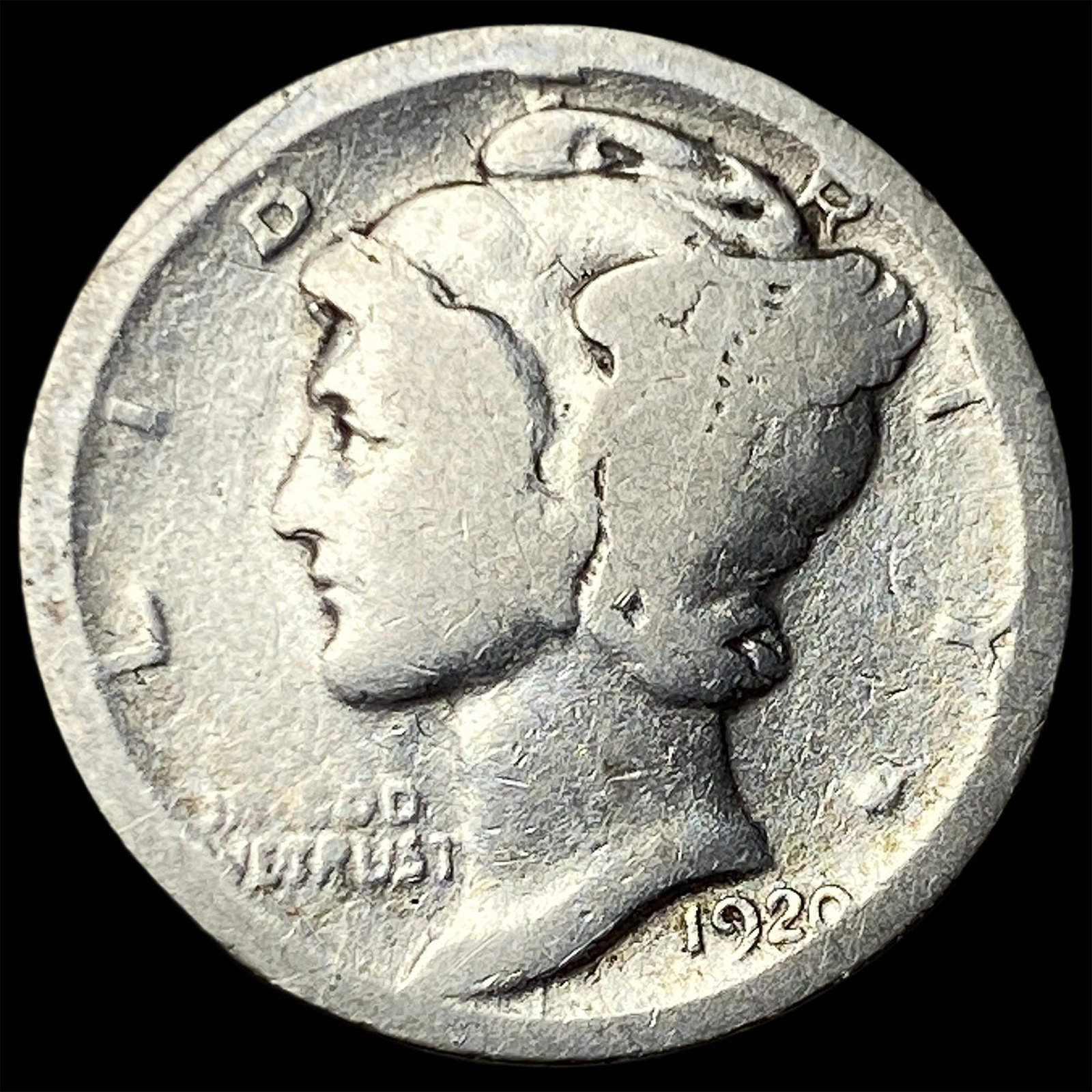 1920-D Silver Mercury Dime NICELY CIRCULATED: 1920-D Silver Mercury Dime NICELY CIRCULATED