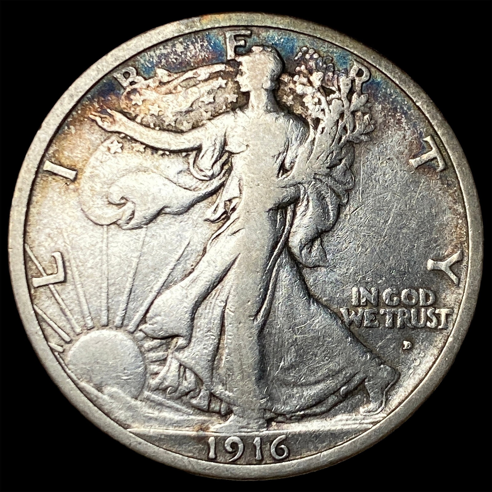 1916-D Silver Walking Liberty Half Dollar LIGHTLY CIRCULATED: 1916-D Silver Walking Liberty Half Dollar LIGHTLY CIRCULATED