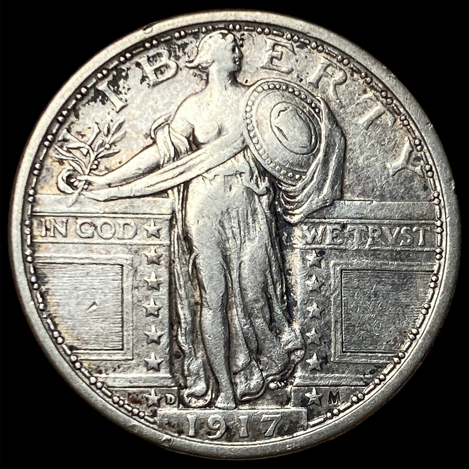 1917-D Type 1 Standing Liberty Quarter CLOSELY UNCIRCULATED: 1917-D Type 1 Standing Liberty Quarter CLOSELY UNCIRCULATED