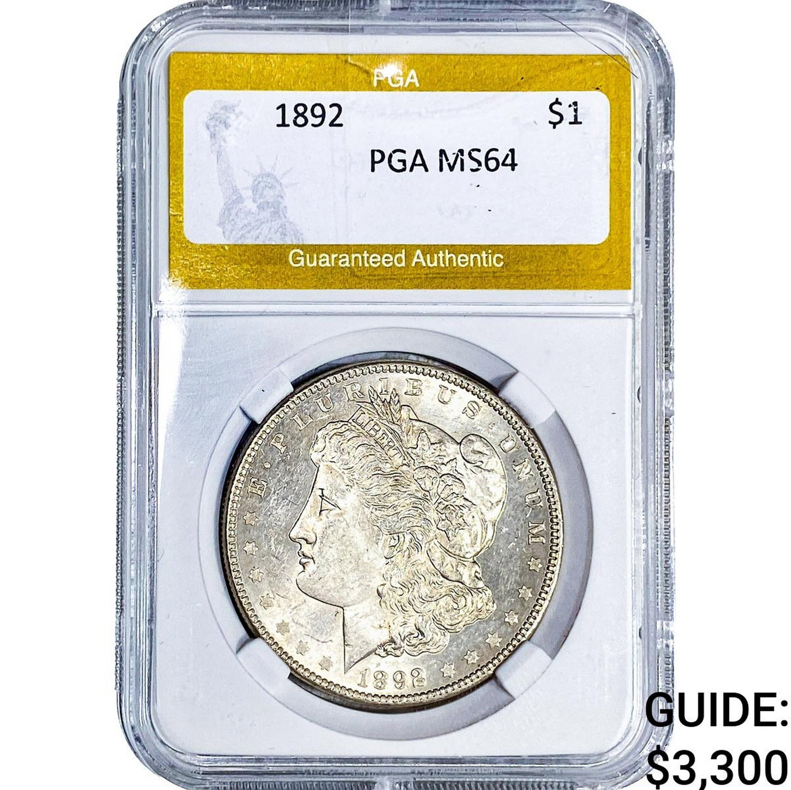 1892 Morgan Silver Dollar PGA MS64: 1892 Morgan Silver Dollar PGA MS64