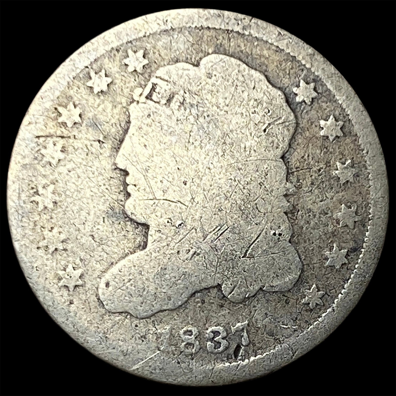 1837 Silver Capped Bust Half Dime NICELY CIRCULATED: 1837 Silver Capped Bust Half Dime NICELY CIRCULATED