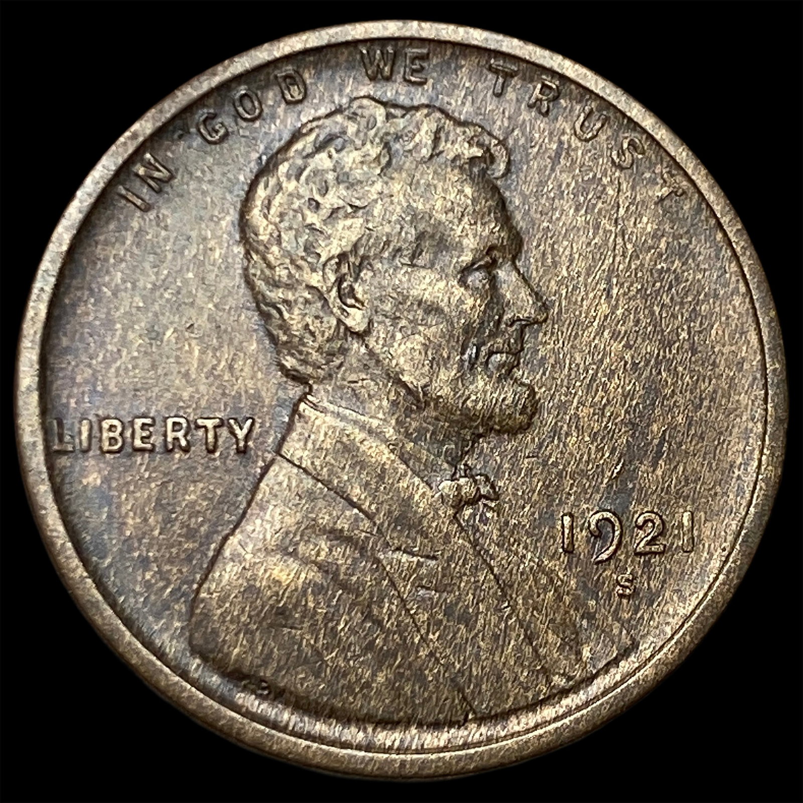 1921-S Lincoln Wheat Cent CLOSELY UNCIRCULATED: 1921-S Lincoln Wheat Cent CLOSELY UNCIRCULATED