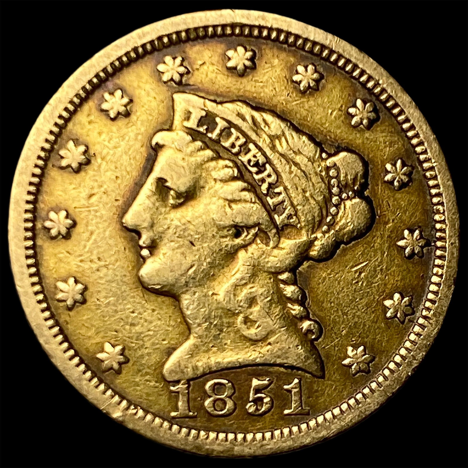 1851 Gold $2.5 Liberty Head Quarter Eagle HIGH GRADE: 1851 Gold $2.5 Liberty Head Quarter Eagle HIGH GRADE