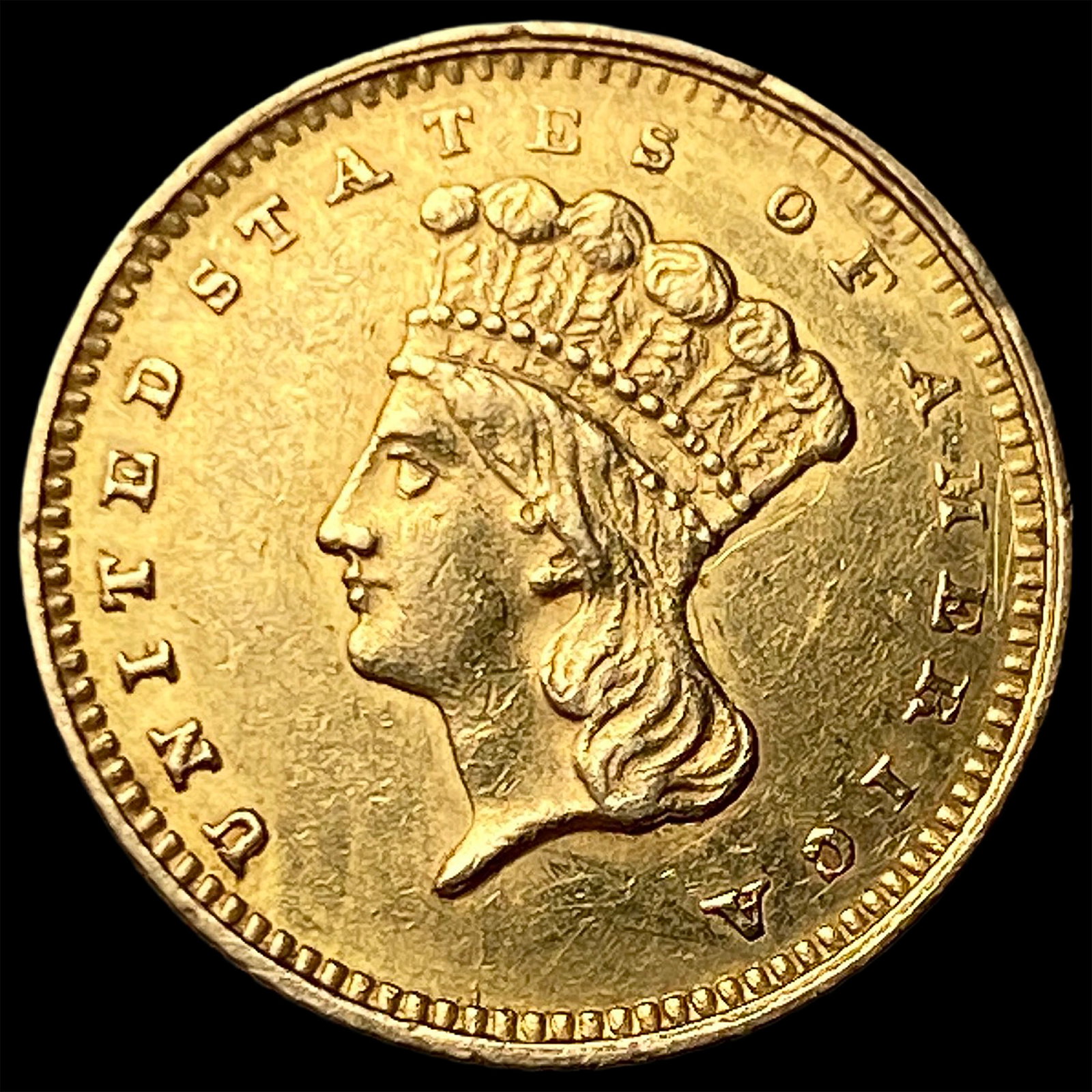 1862 Gold $1 Indian Princess Type 3 CLOSELY UNCIRCULATED: 1862 Gold $1 Indian Princess Type 3 CLOSELY UNCIRCULATED