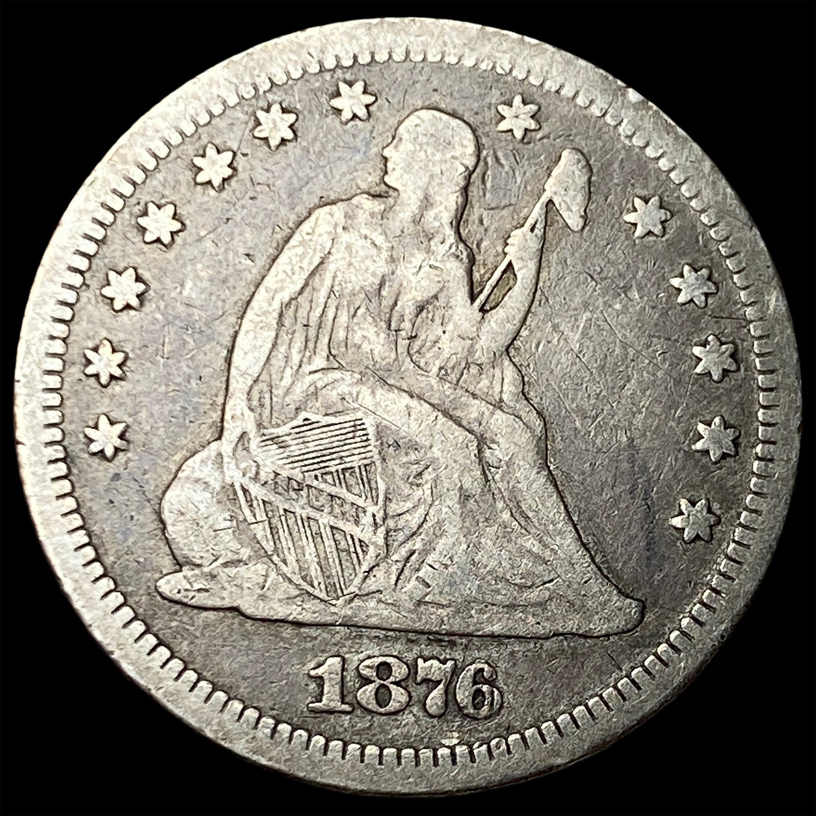 1876-S Silver Seated Liberty Quarter NICELY CIRCULATED (1 of 2)
